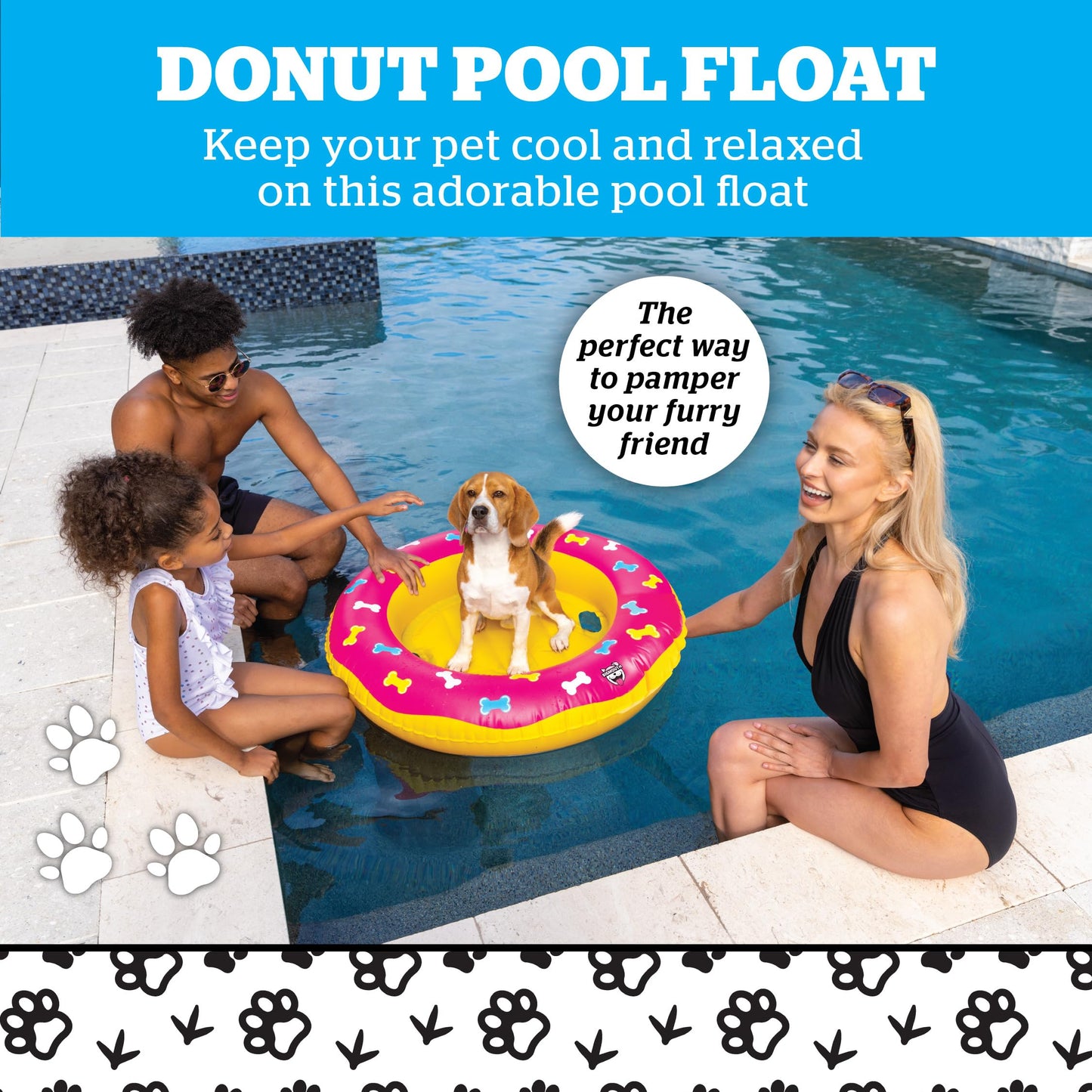 BigMouth Inc. Pool Float for Dogs, Durable Inflatable Vinyl Raft for Small to Medium Sized Dogs - Donut