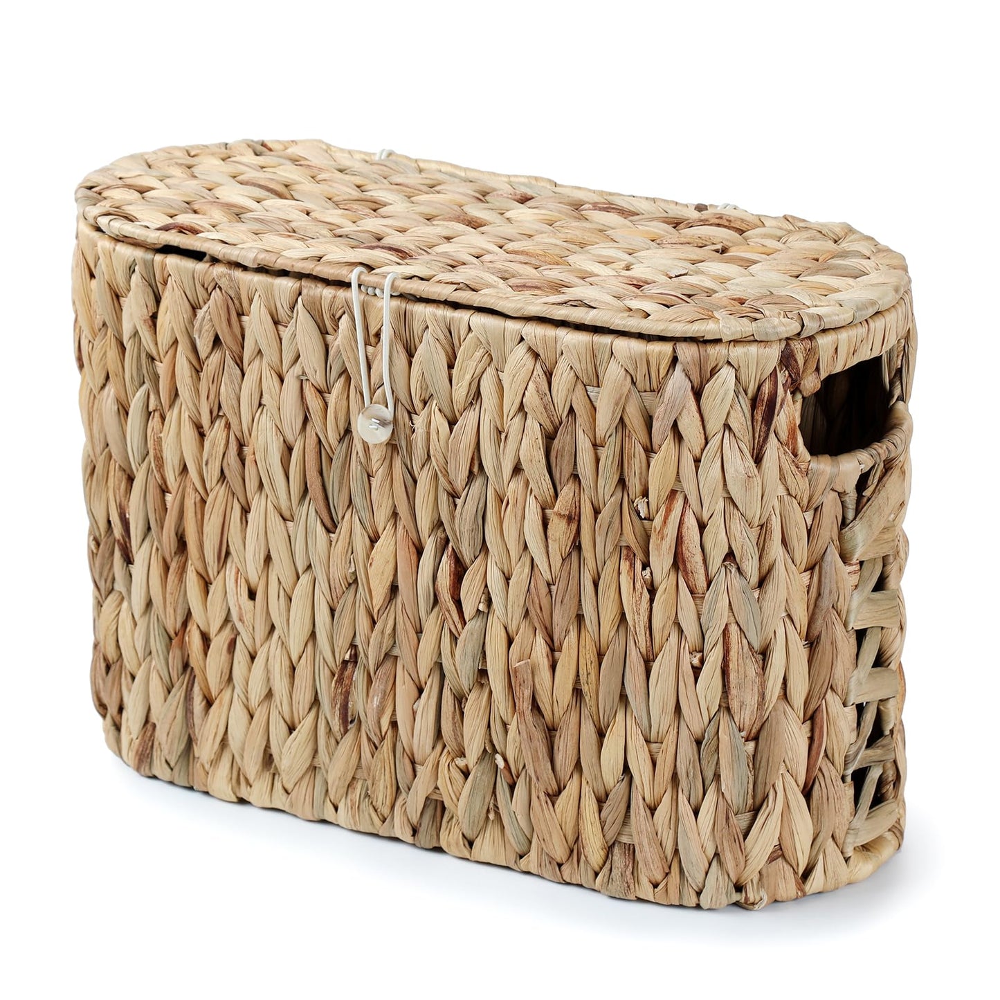YANGQIHOME Toilet Paper Storage, Water Hyacinth Toilet Paper Storage with Lid, Papers Container for up to 6 Mega Rolls, Bathroom Basket Organizer