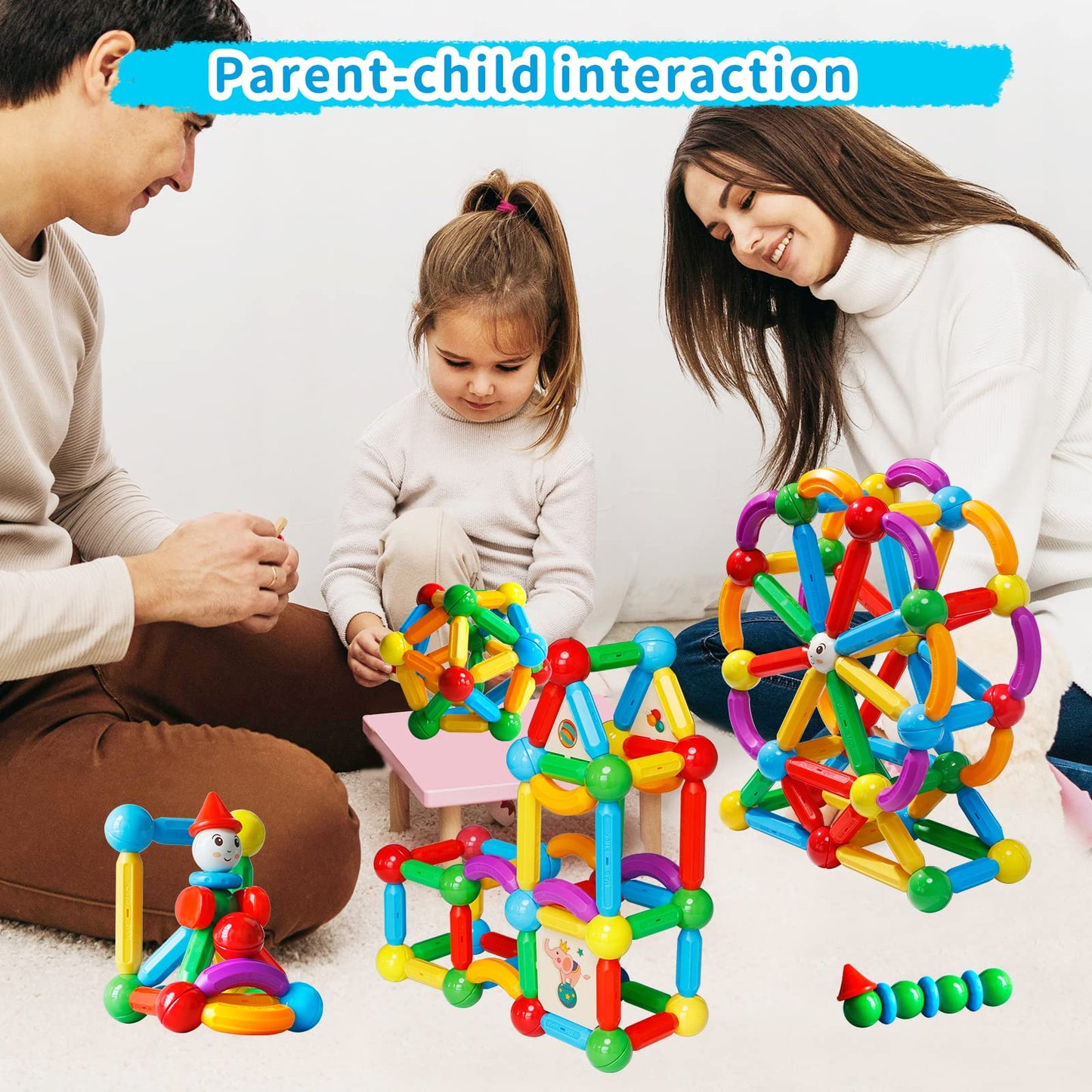 TOKBLOK Magnetic Blocks Toys for 3 Years Old Girls Boys Magnetic Building Sticks Preschool Educational Learning STEM Toddler Montessori Magnet Toys Kids Gift
