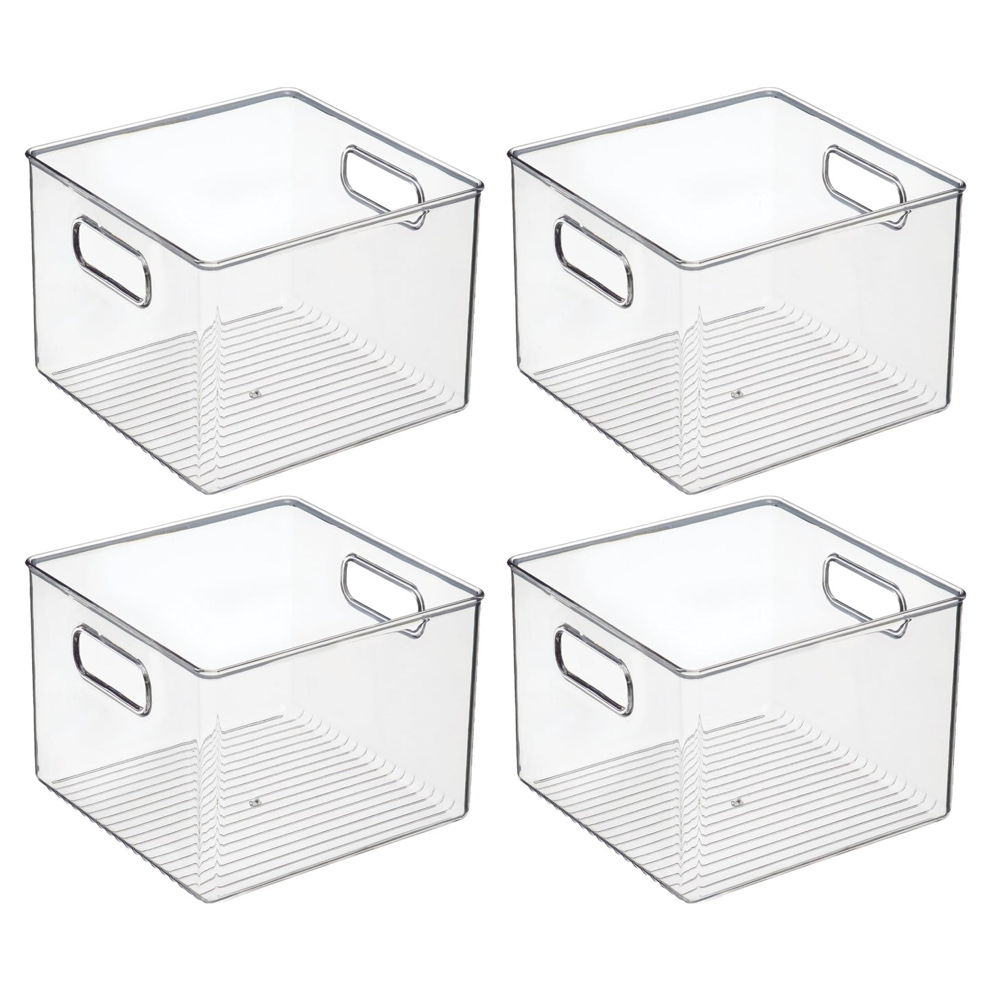iDesign Plastic Fridge and Pantry Storage Bins, Organizer Container for Kitchen, Bathroom, Office, Craft Room, BPA-Free, 8" x 8" x 6", Set of 4, Clear