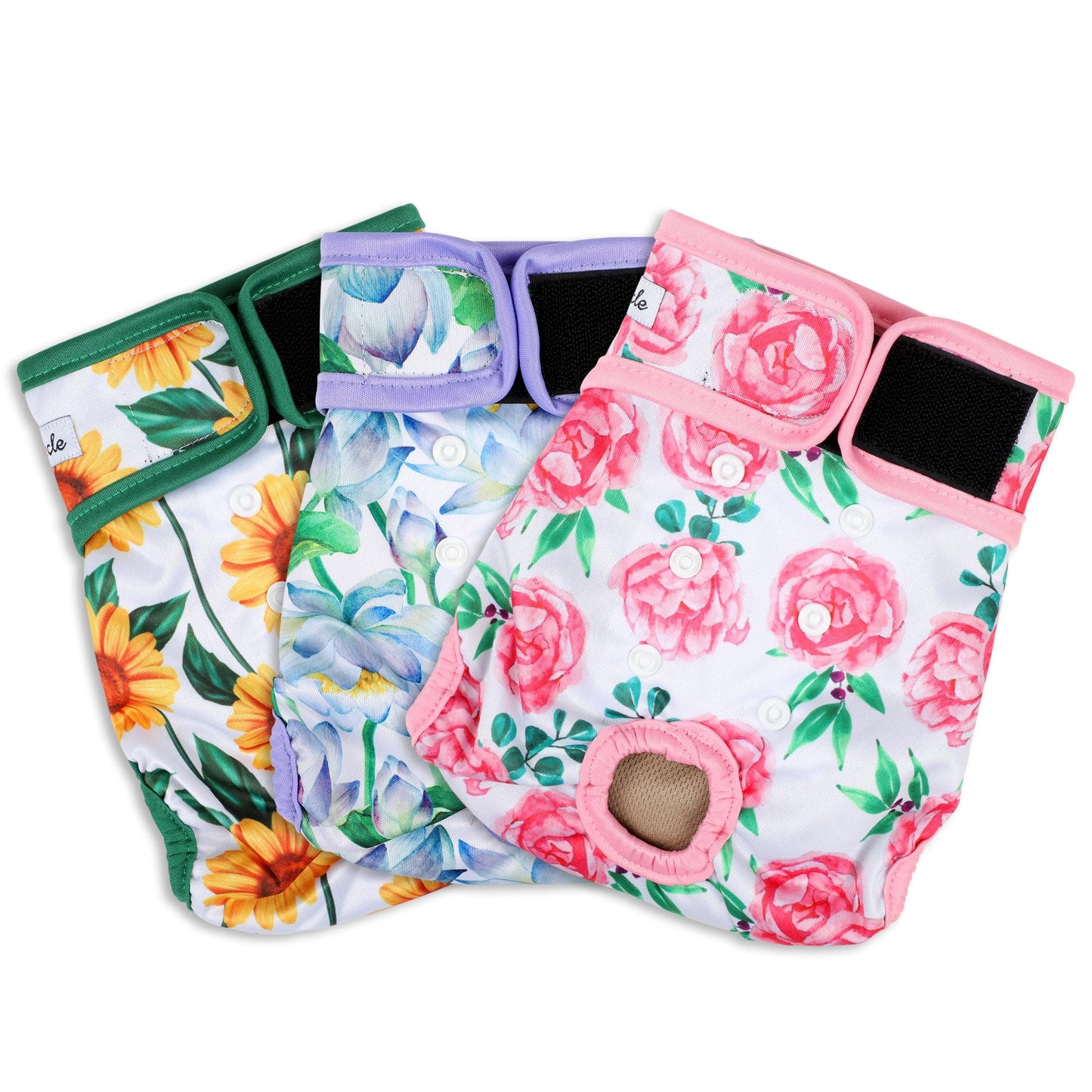 Grecle Washable Female Dog Diapers - Premium Reusable Diapers for Doggie in Heat - Highly Absorbent Dog Diapers Female for Pet Incontinence with Adjustable Snaps Sunflower, XXL