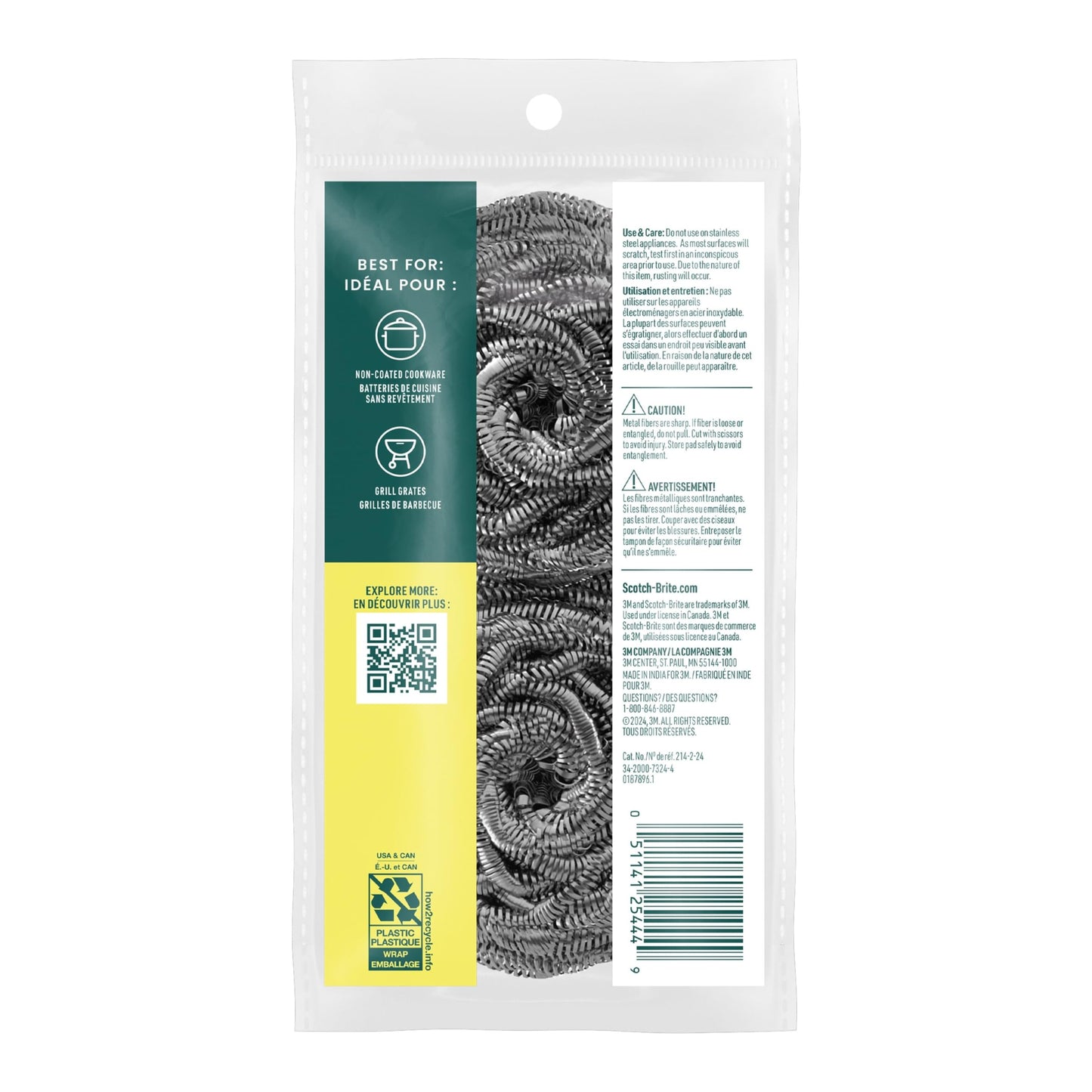Scotch-Brite Stainless Steel Scrubbing Pad, 2-Pads/Pk, 24-Packs (48 Pads Total)