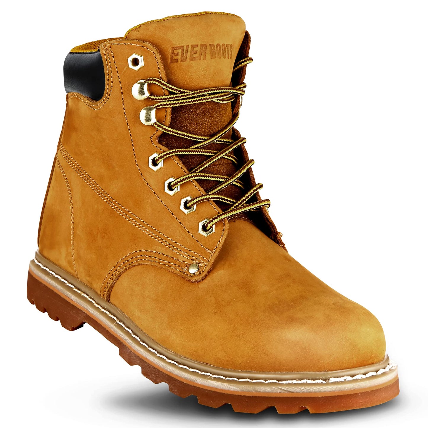 Work Boots for Men Soft Toe – 6inch Leather Boots for Construction Rubber Sole Working botas de trabajo para hombre, “Tank” Workboots, Tan, 10.5