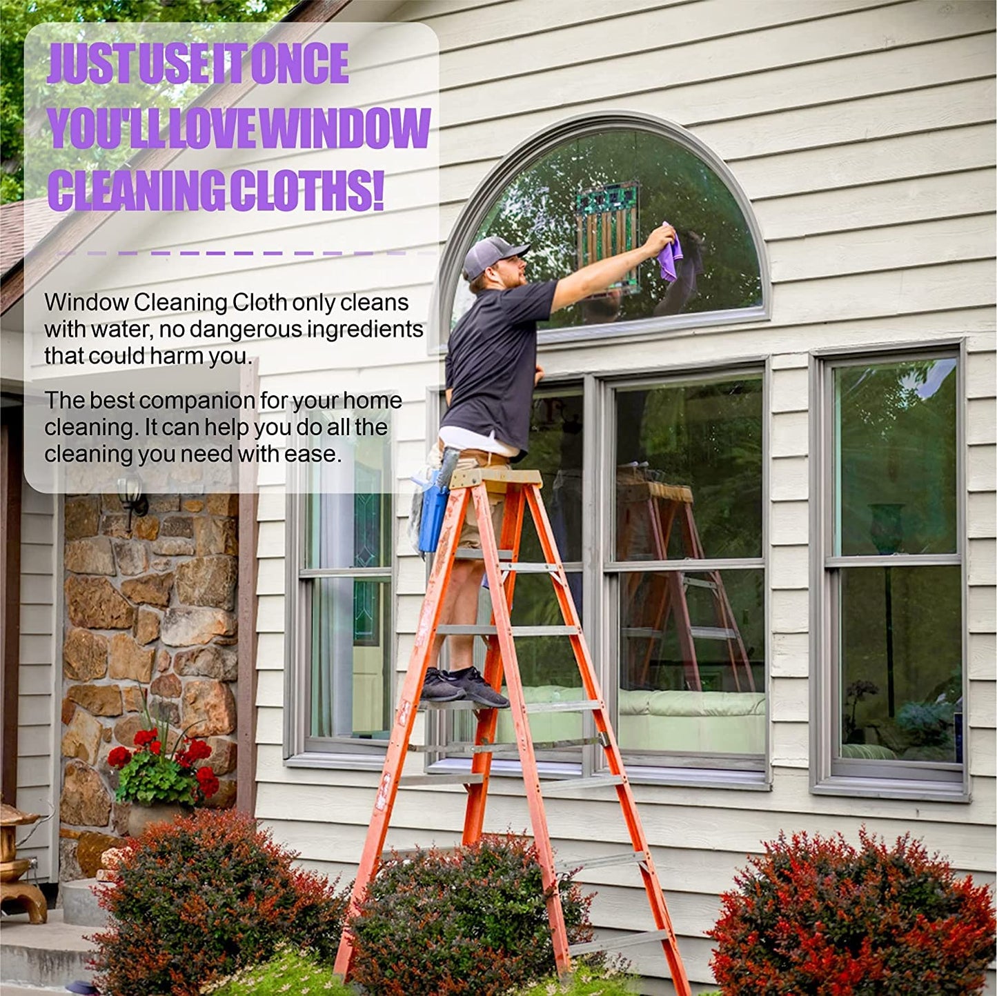 Korwex Window Cleaning Cloth, Glass Cleaning Cloth, Streaks & Scratches Free. (Purple Pack 2)