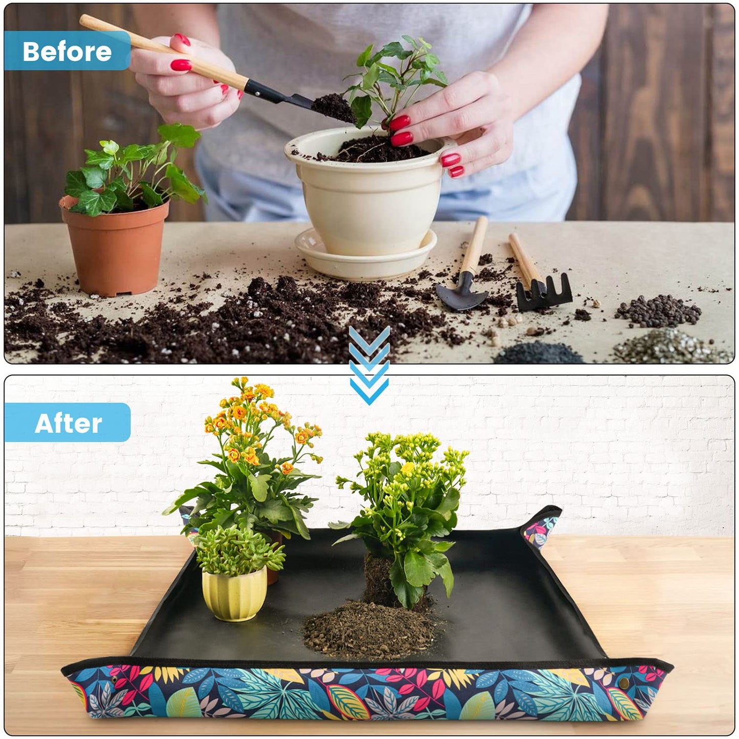3PCS 29.5" x 29.5" Repotting mat for House Plant Care and Dirt Spill Control
