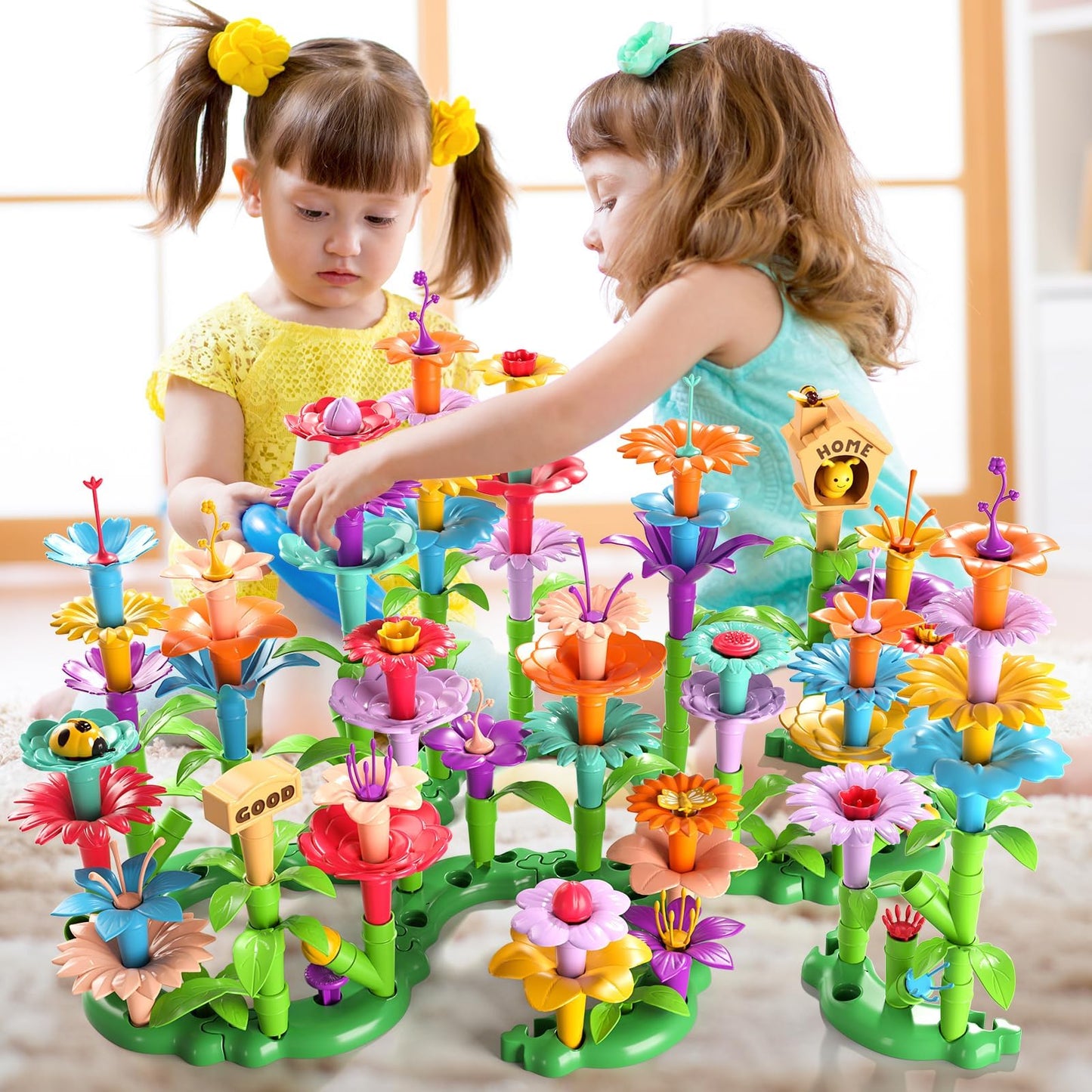 148PCS Flower Garden Building Toys for Girls, Educational Activity Preschool Birthday Gifts for 3 4 5 Year Old Girls, Toddler Building Stem Toys for Kids Toddlers Ages 3-5