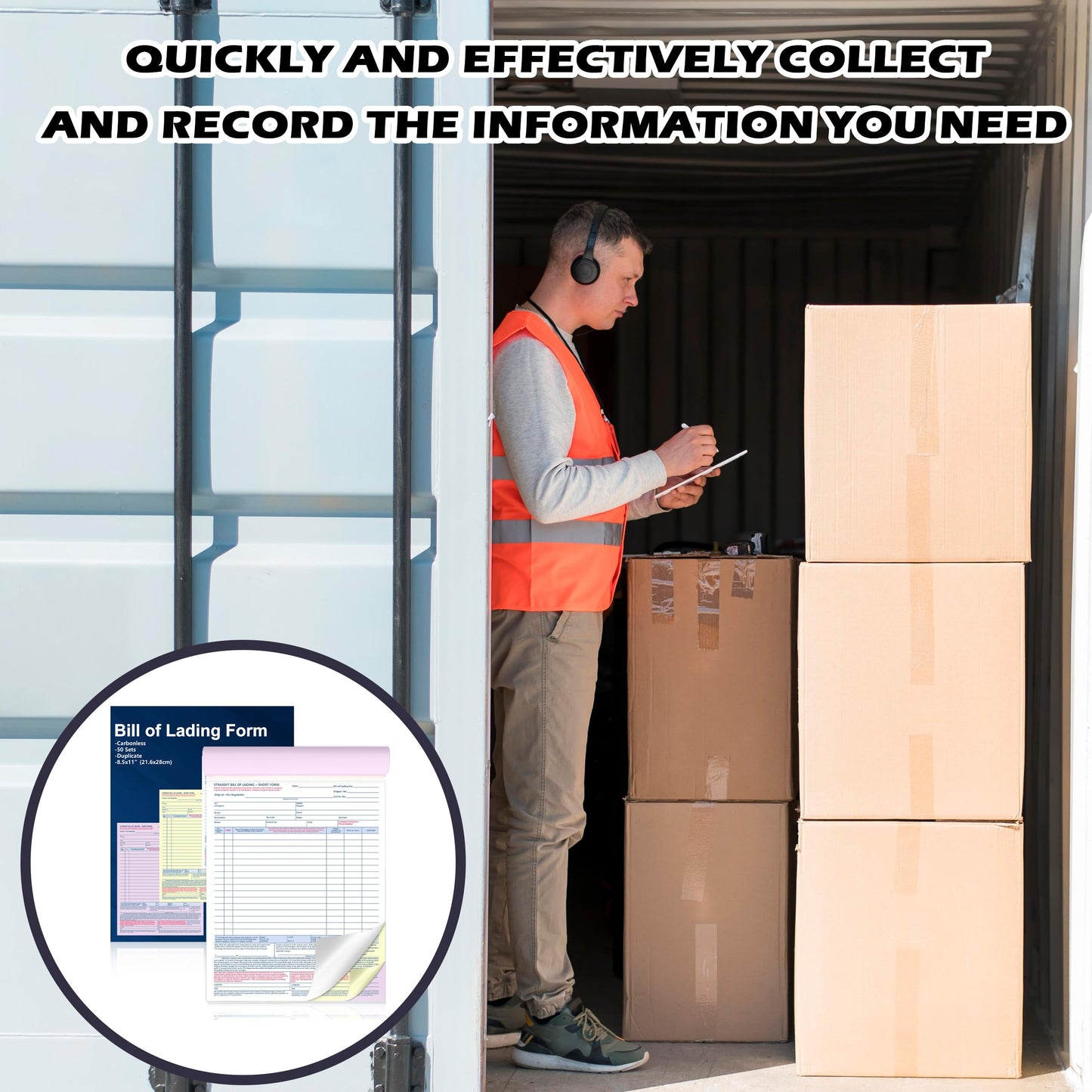 150 Sets Bill of Lading Short Form 8.5x11 Inches 3 Part Carbonless Paper with Backing Board Vehicle Transport Bill of Lading Form for Auto Haulers Car Shipping Dealerships (3)