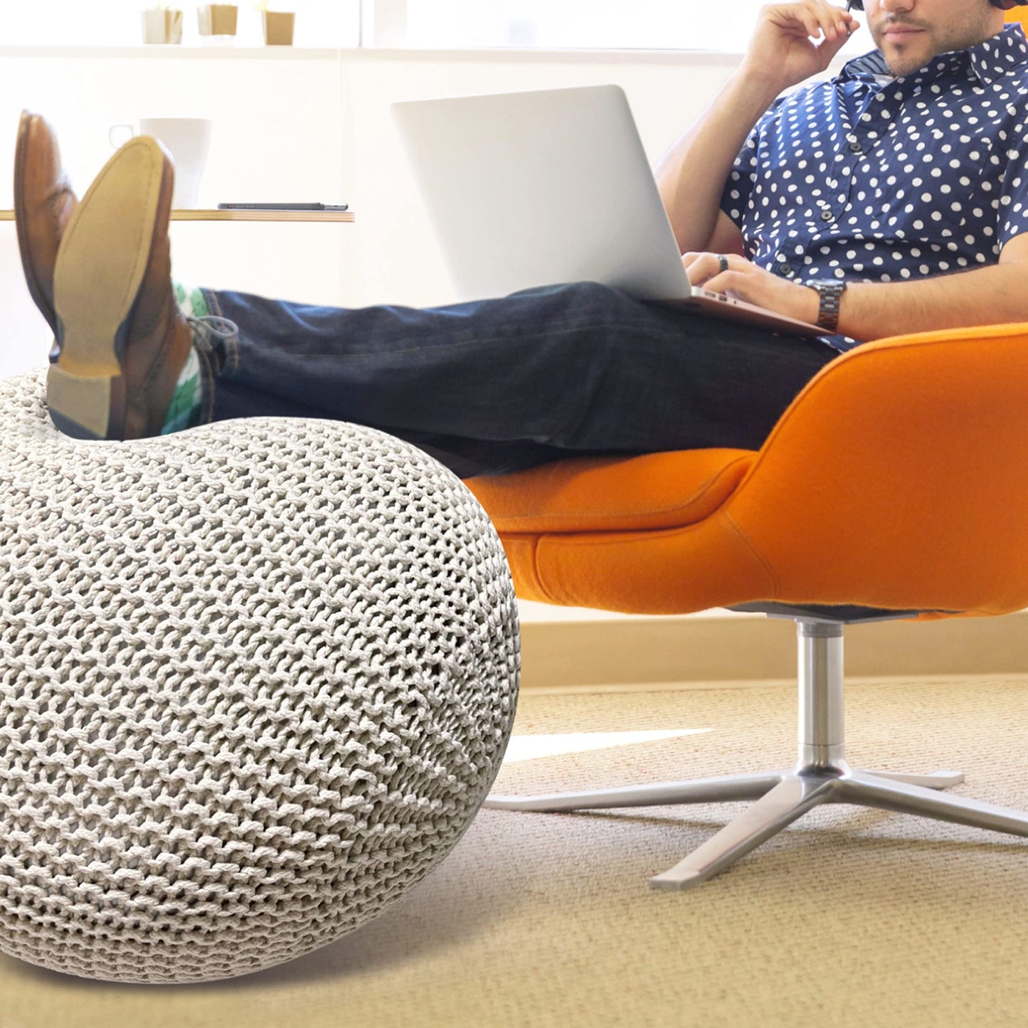 ART pinecone Yoga Ball Cover - Cotton Rope Cover for Exercise, Birthing, Stability, Fitness, Balance, Pilates Ball (65 cm/26" Off White)