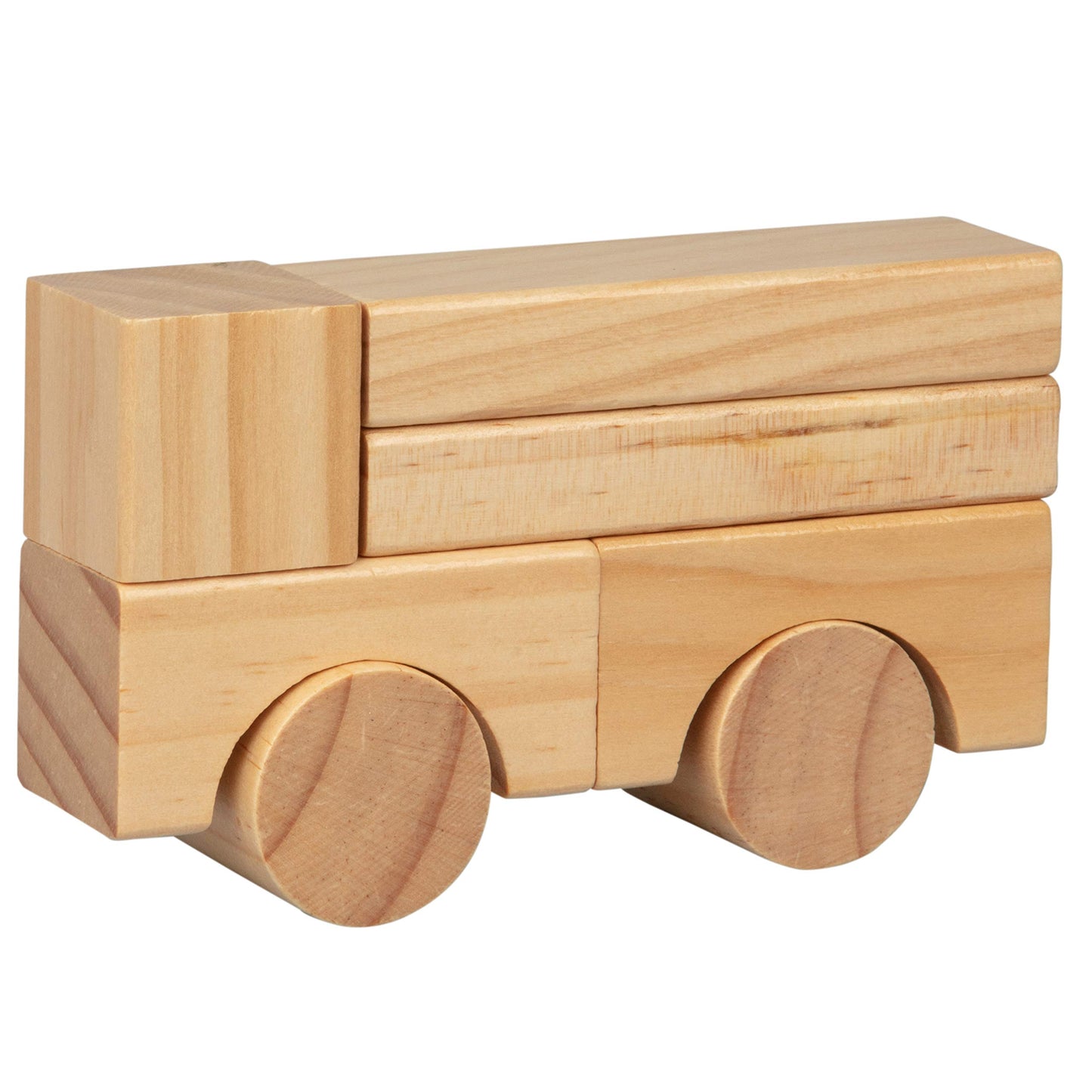 Wooden Blocks - 100 Pc Wood Building Block Set with Carrying Bag and Container (Natural Colored) - 100% Real Wood