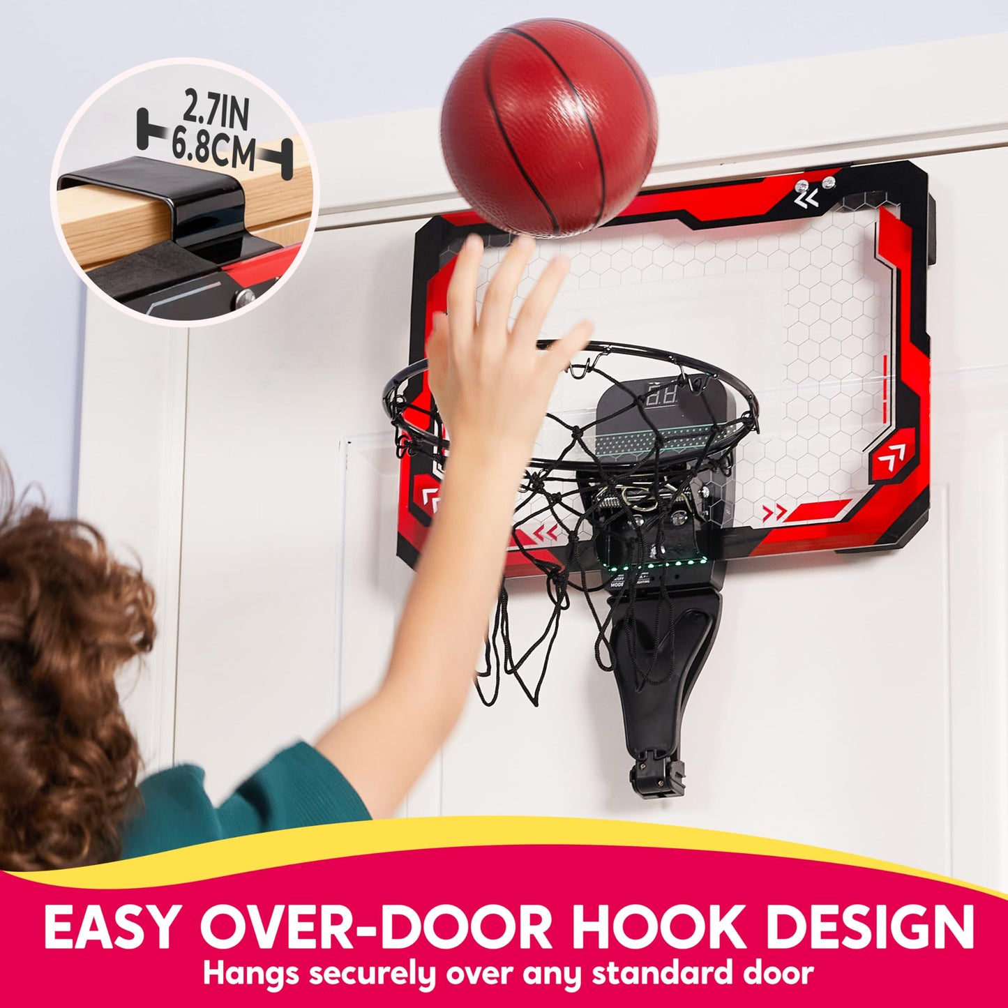 Basketball Hoop for Kids, Mini Indoor Basketball Hoop with 4 Balls Indoor Basketball Toys for 6 7 8 9 10 11 12 13 14 Year Old Sport Toys Birthday Gift