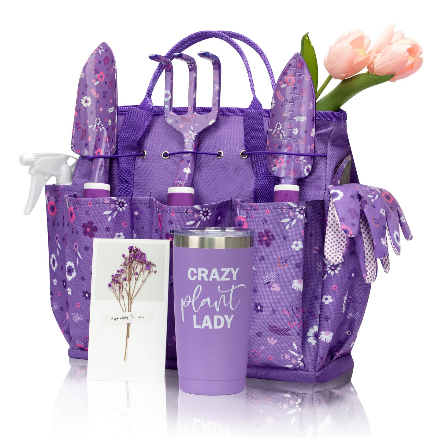LZPTYYSN Gardening Gifts for Women, Gardening Tools for Women, Garden Tool Set, Heavy Duty Gardening Hand Tools with Garden Tool Bag, Purple