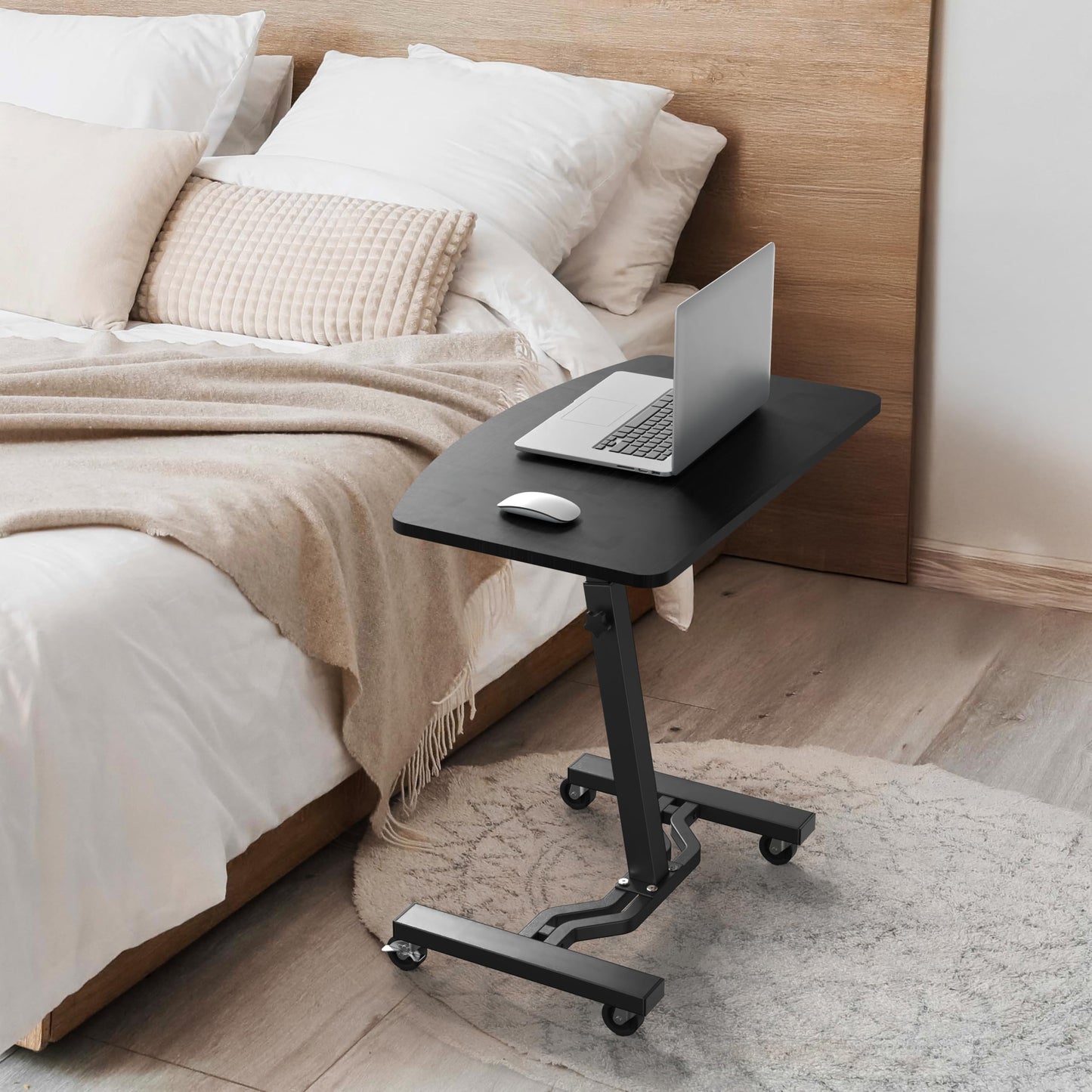 SHW Mobile Height Adjustable Laptop Rolling Cart with Height Adjustment from 28" to 33" (71 cm to 84 cm), Black