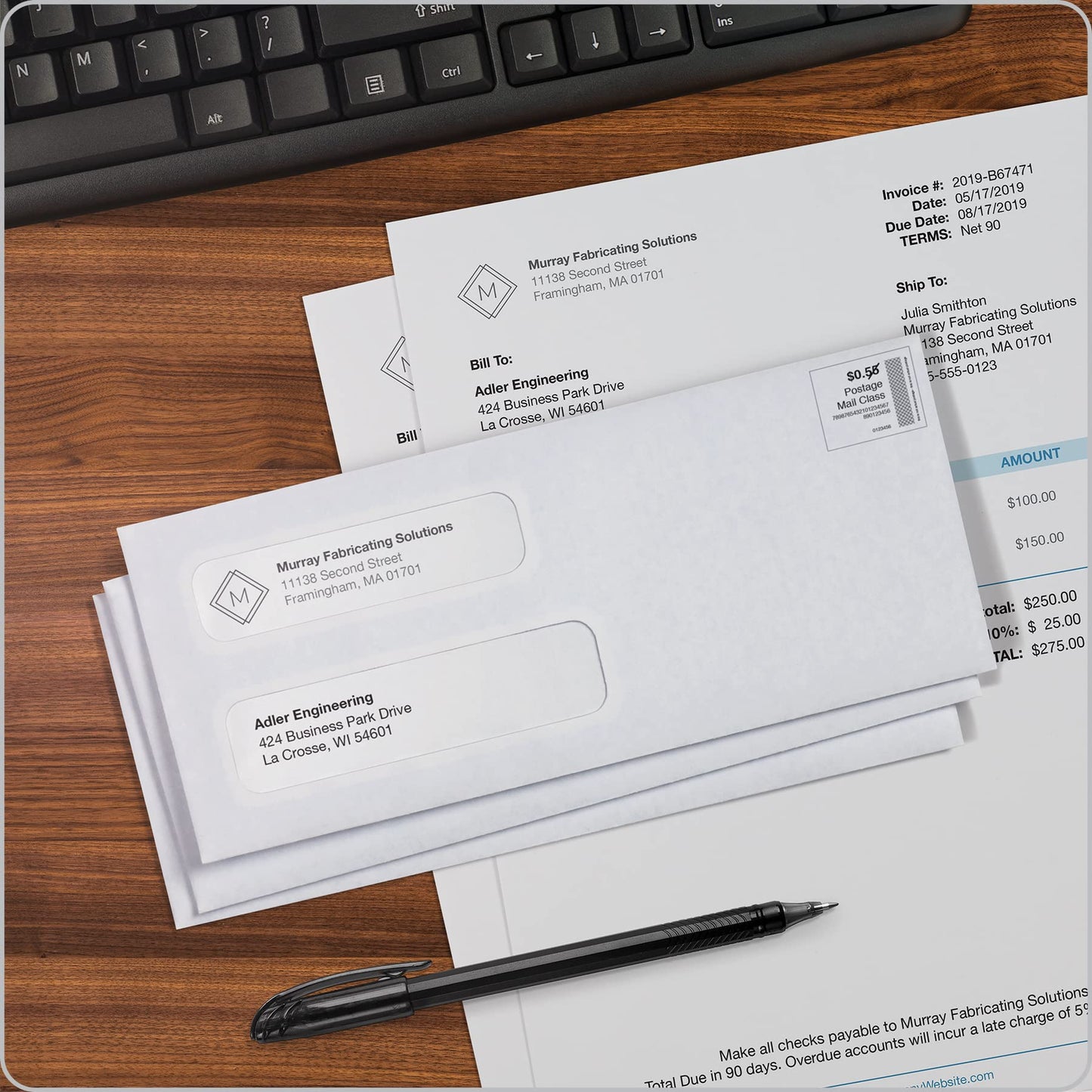 Columbian #10 Double-Window Security Envelopes, 4-1/8 x 9-1/2 Inch, Self Seal, White, for Mailing Invoices, Statements & Documents, 500/Box (COLO338)