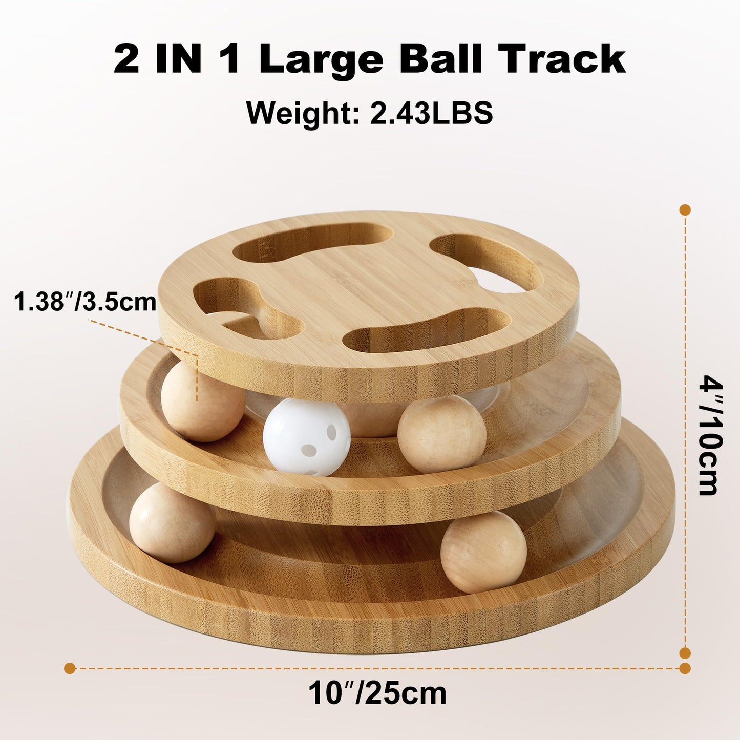 ZOMISIA Cat Ball Track Toy with Puzzle Top, Wooden Cat Toys for Indoor Cats with Spinning Balls, Interactive Large Cat Ball Tower for Kitten Exercise Mental Physical