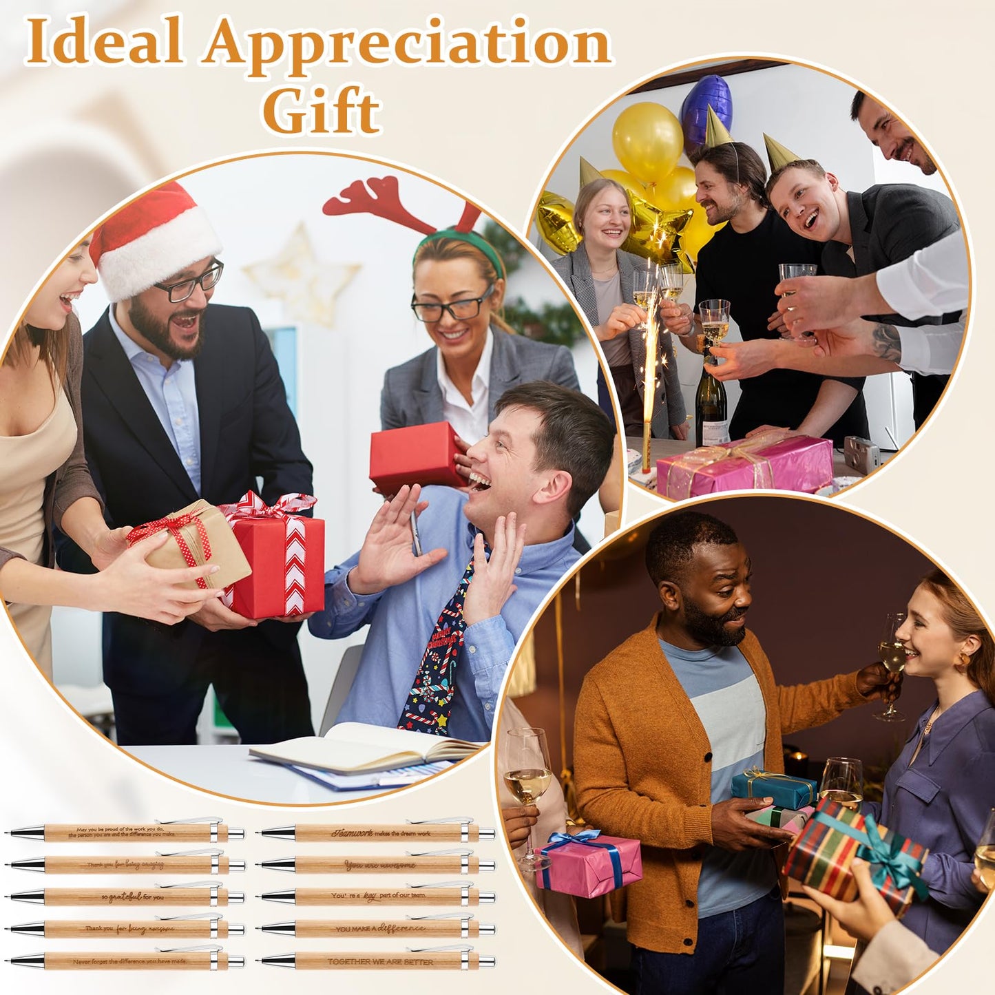 160 Pcs Employee Appreciation Gifts Thank You Bamboo Pens Inspirational Ballpoint Pen Motivational Quotes Pens Organza Bags and Thank You Cards Encouraging Pen Thank You Gift for Teacher Colleague