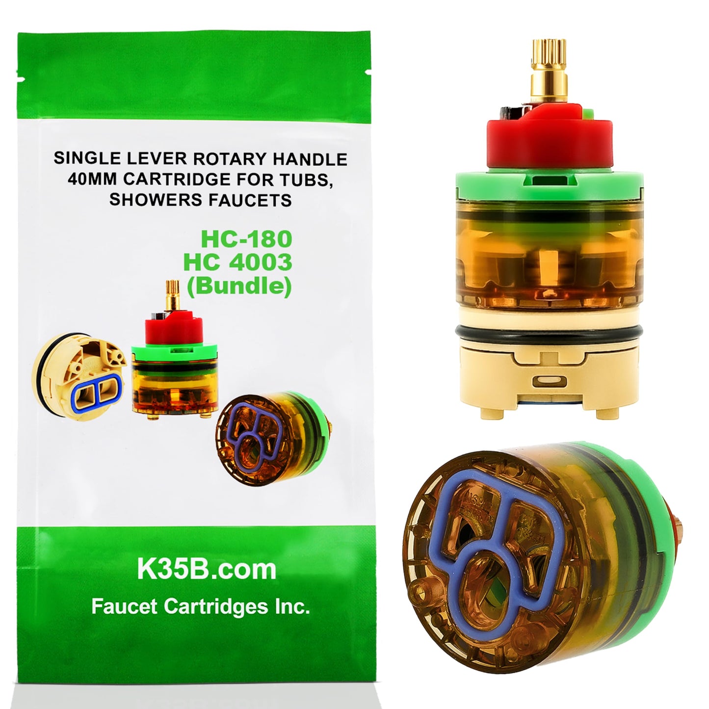 HC 180 / HC 4003 Bundle - HC 180 - Rotary Action Single Lever Tub Shower 40mm Faucet Cartridge Includes HC 4003 Balancing Spool