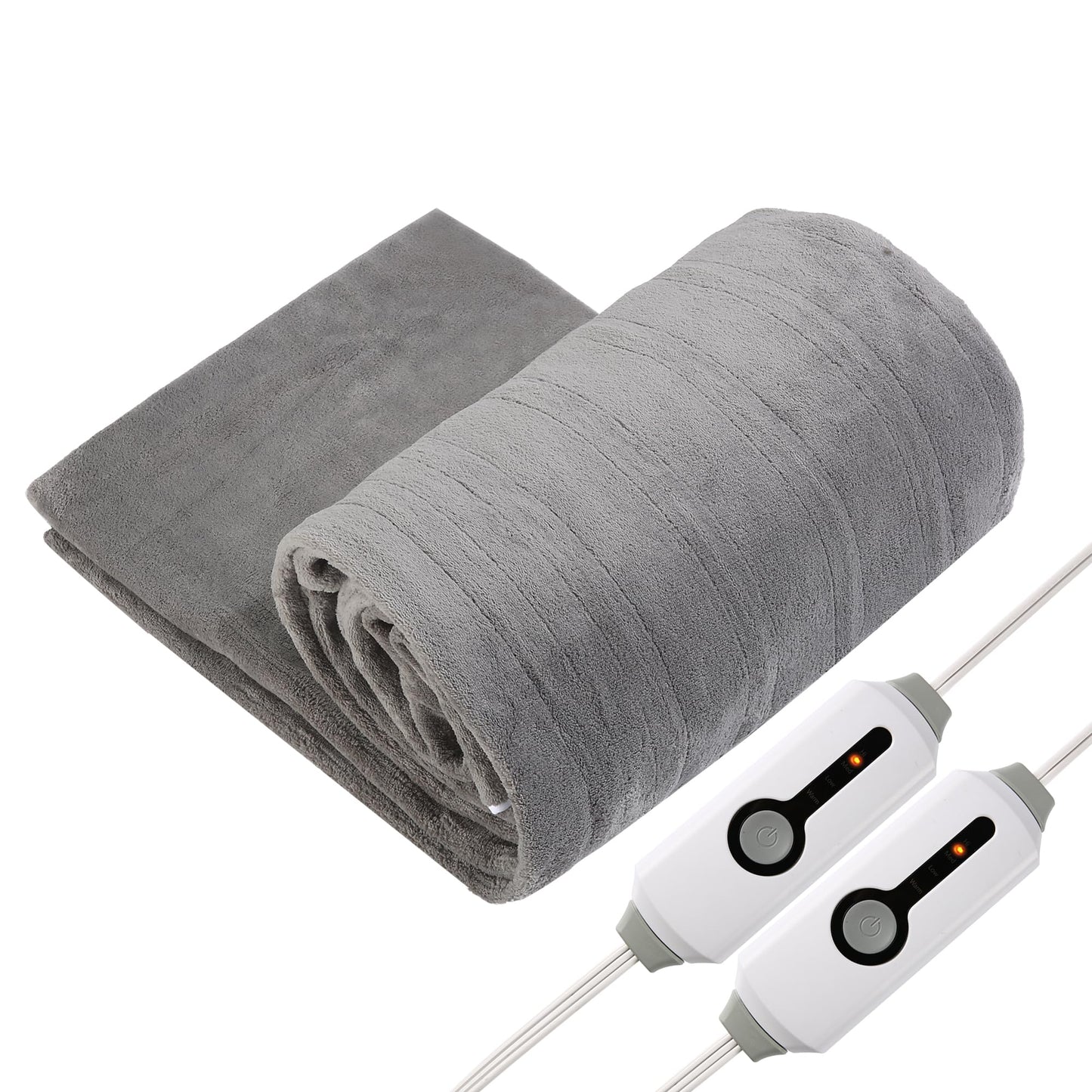 ETL Certified Queen Electric Mattress Pad 60"x80",Fast Heating, Uniform Temp, All Night Overheat Protection, 4 Heat Modes, 10H Auto Off, Deep Pocket, Breathable Coral Fleece, Washable,Gray