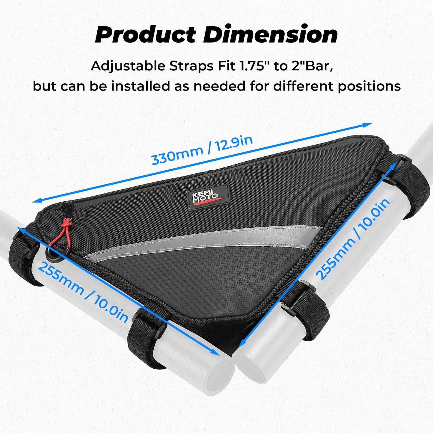 KEMIMOTO UTV Roll Bar Triangle Storage Bags, 2 Packs Waterproof Triangle Bike Bag Compatible with Most UTV, Road and Mountain Bikes