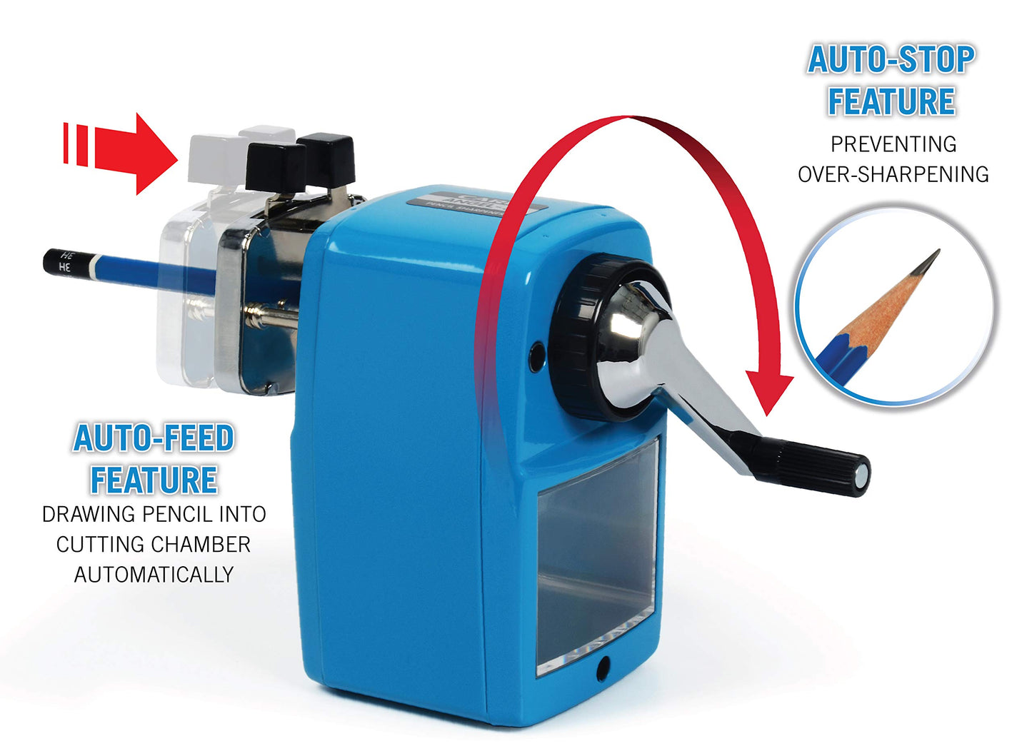 Carl Angel-5 Manual Pencil Sharpener with Metal Table Mount. Quiet for The Classroom, Home & Office, Black (CUI19018)