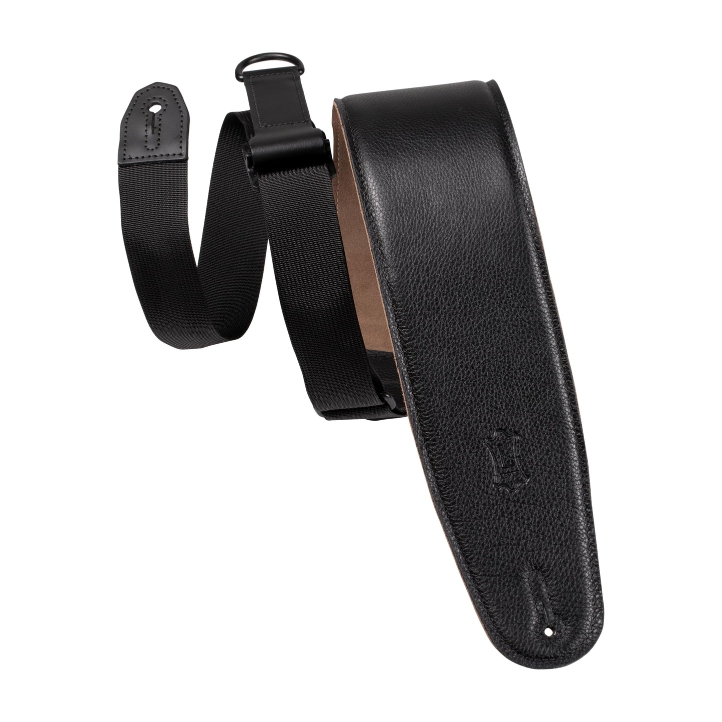 Right Height™ 3.5”-Wide Garment Leather Padded Bass Guitar Strap in Black