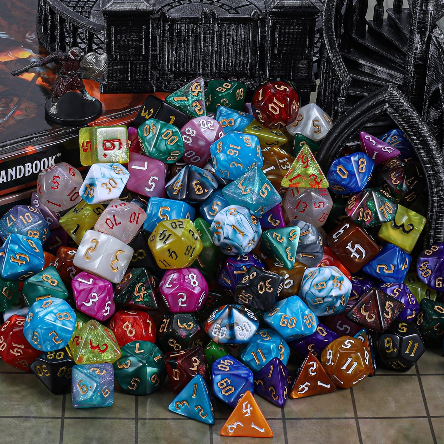 CiaraQ DND Dice Set - 26 x 7 (182pcs) Polyhedral Dice for Dungeons and Dragons D&D RPG MTG Role Playing Table Games, with a Large Flannel Bag
