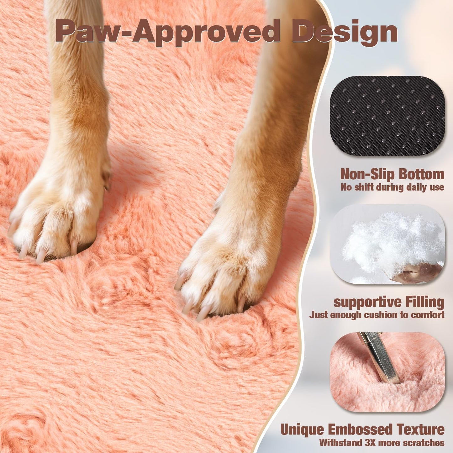 Mora Pets Dog Crate Bed Plush Pet Bed Fit 36" Crate Anti Slip Dog Mat Washable Kennel Pad for Small Medium Large Dog and Puppy 35 x 22 Inch Pink