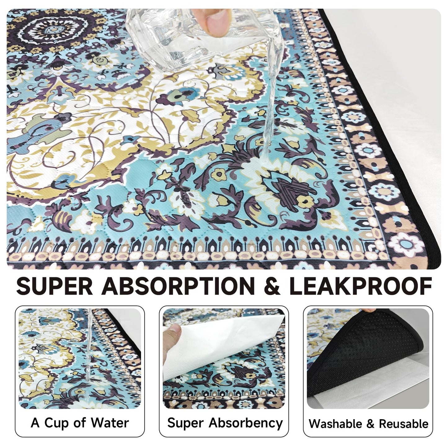 Washable Pee Pads for Dogs, Super Absorbent Reusable Puppy Training Pads 72"×72" Quick Dry,Waterproof& Non-Slip Whelping Pads for Playpen,Whelping,Training,Travel,Housebreaking (72"x72"(Pack of 1))