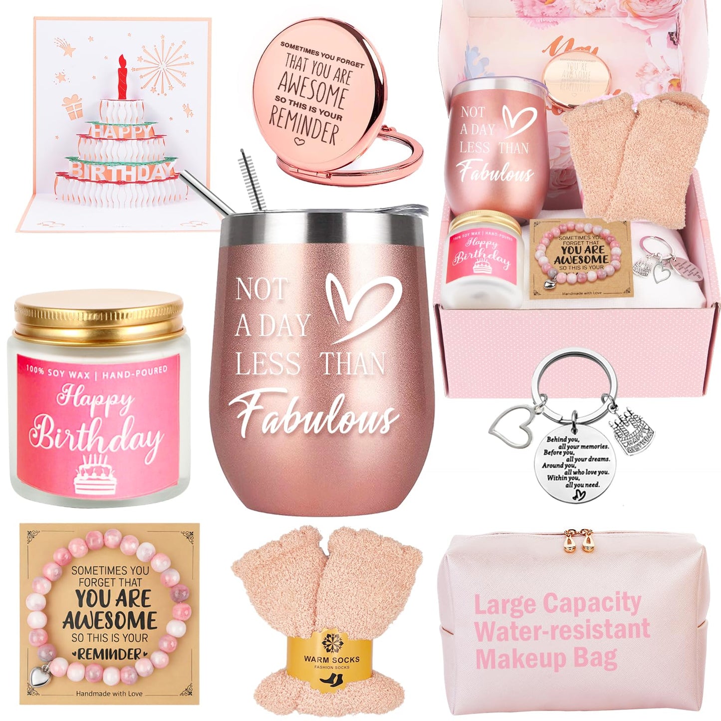 Birthday Gifts for Women, Happy Birthday Gifts Basket for Women, Gift Set for Best Friends Female Sister Mom Wife Daughter Her Girlfriend Coworker Bestie