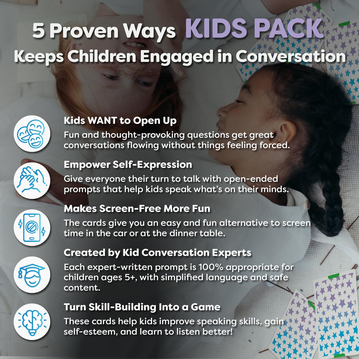 200 Kids Conversation Cards - Help Children Put Down Tablets and Phones - Enjoy Talking and Listening - Great for Car Rides and Family Dinners - New Way to Express Themselves