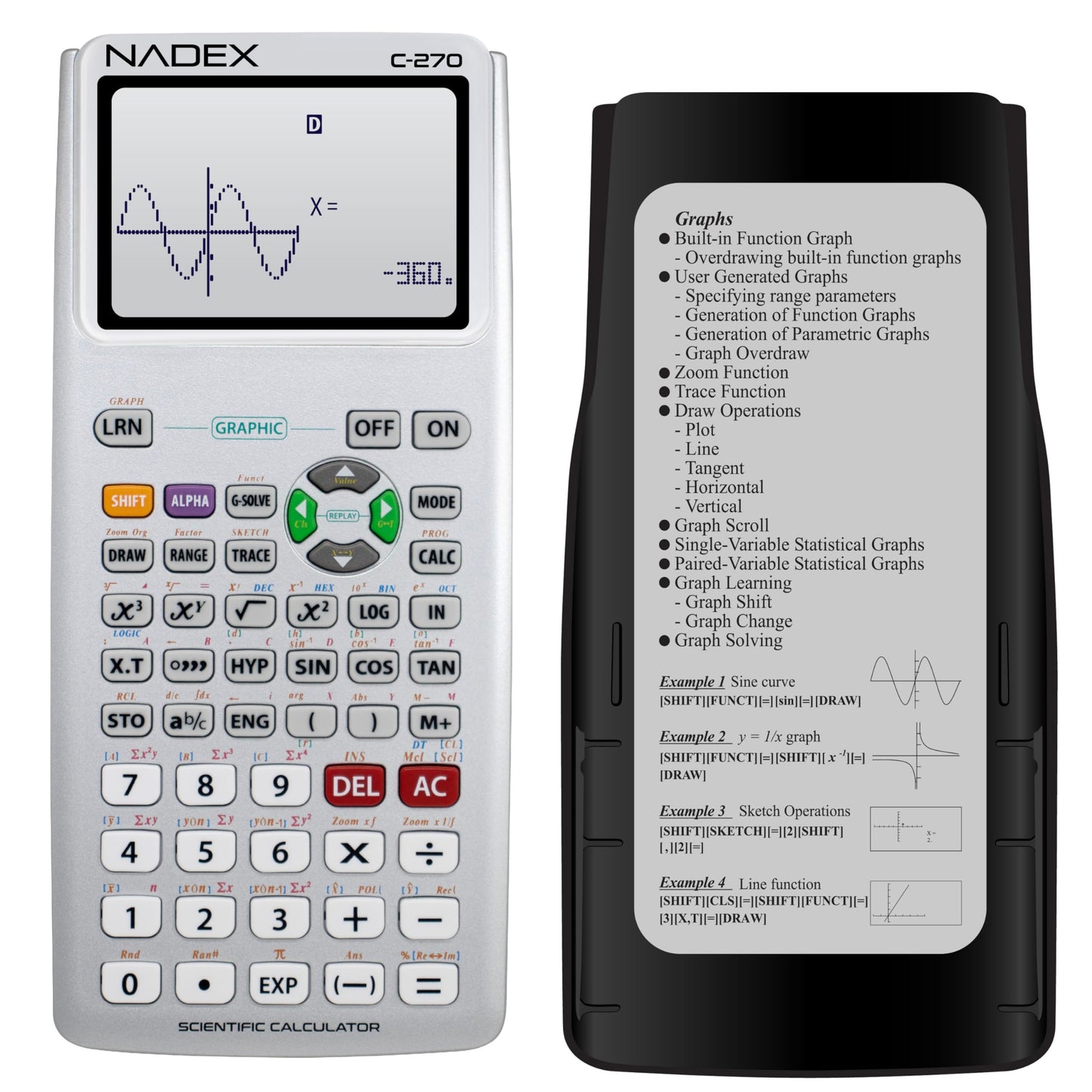 Scientific Calculator with Graph Functions for College and High School Students, Engineering, Advanced Mathematics, Calculus, Algebra, Geometery, Trigonometry, Statistics, Physics, Chemistry - Silver