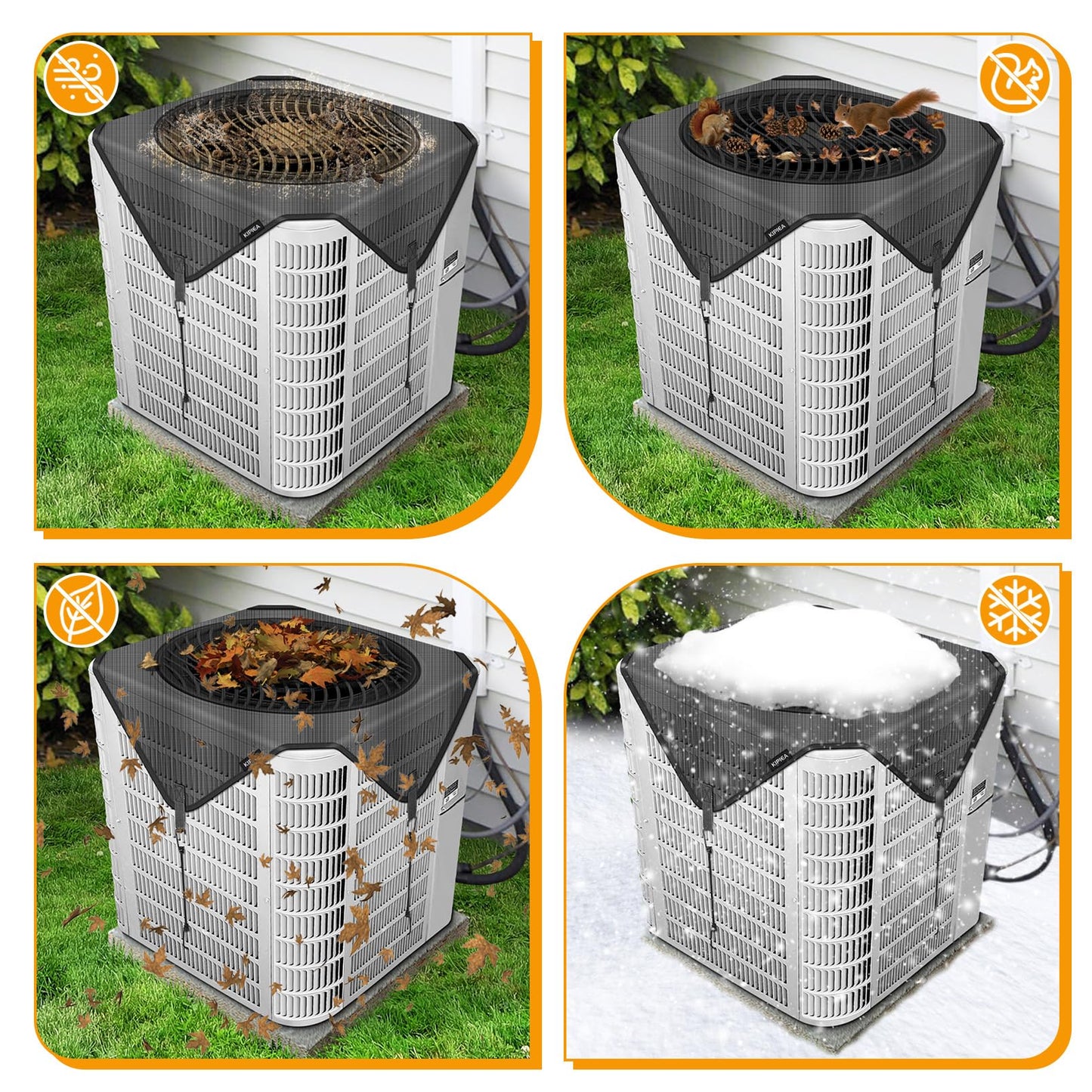 Kipiea Central Air Conditioner Mesh Covers for Outside Units, Top Universal Upgrade Mesh Outdoor AC Unit Cover Defender for All Seasons (36" x 36")