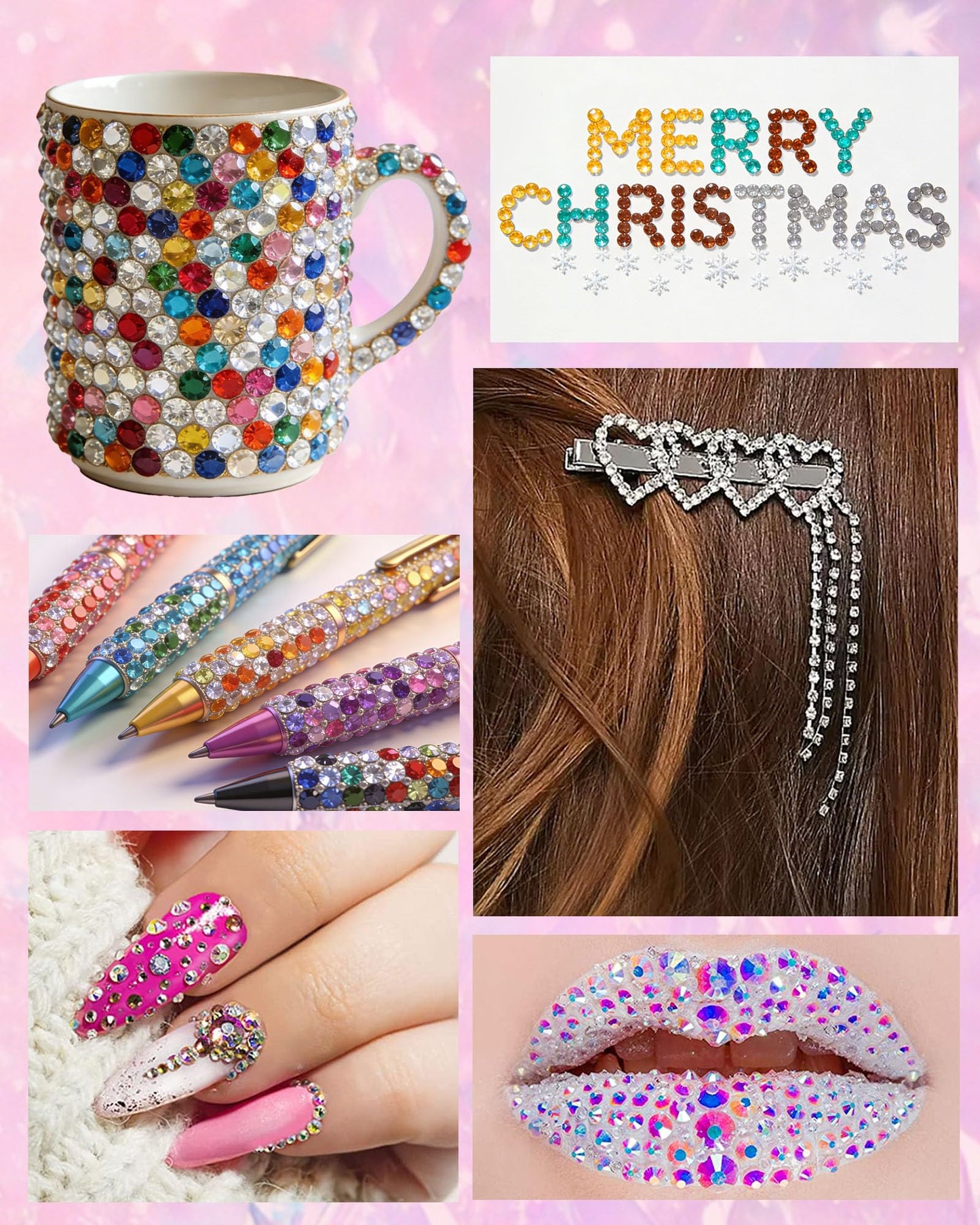 62,000pcs/64-Cells Bedazzling Kit, with 32,000pcs 3mm Nail Rhinestones in 40Colors for Bedazzling & 30,000pcs Clear Flatback Nail gems,6 Bottles B7000 Jewelry Glue, 2 Tweezers & 2 Dotting Pens