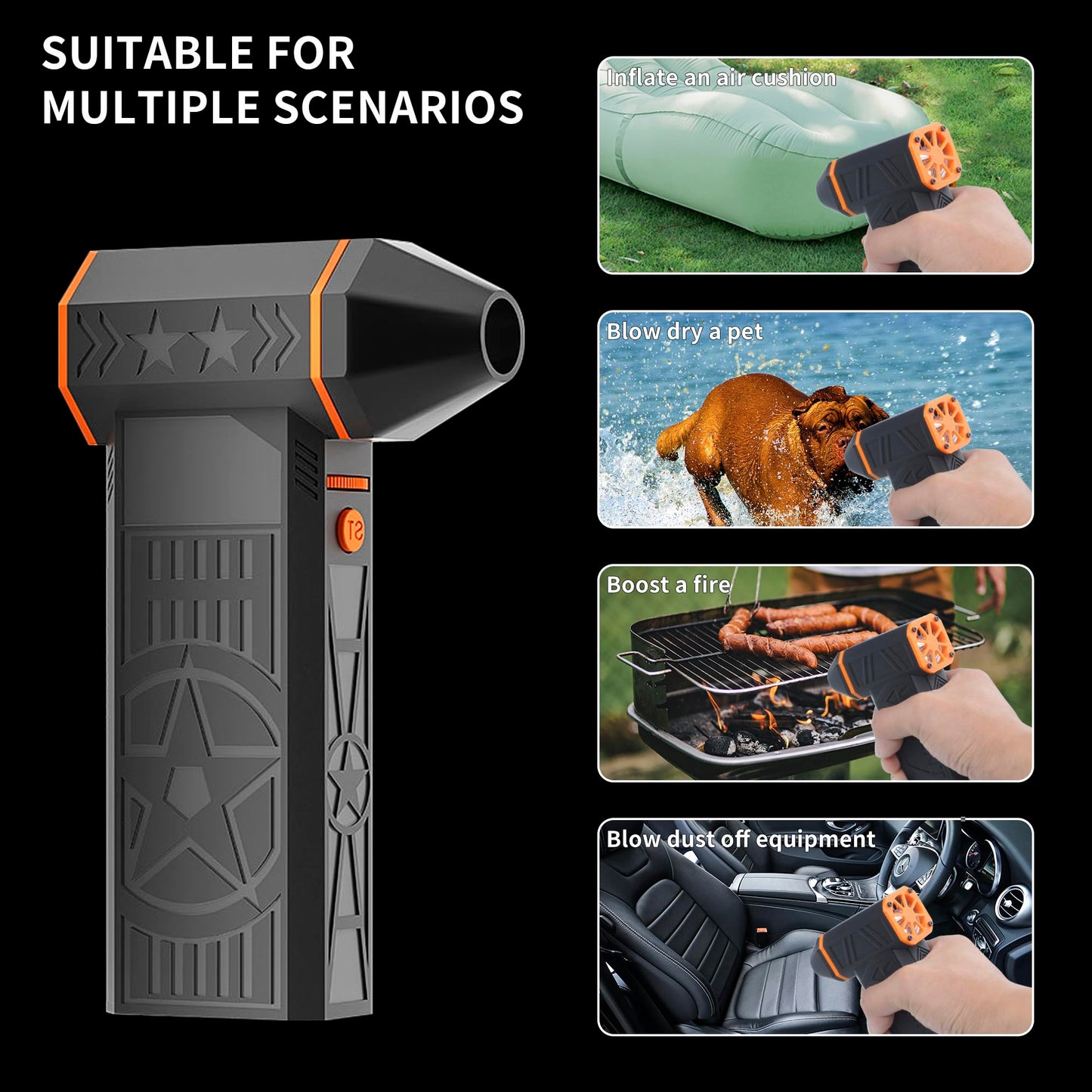 ANCBD Electric Air Duster 300,000RPM Turbo Fan, Rechargeable, 3 Speeds, Multi-use, 8000mAh, Part #753980256263