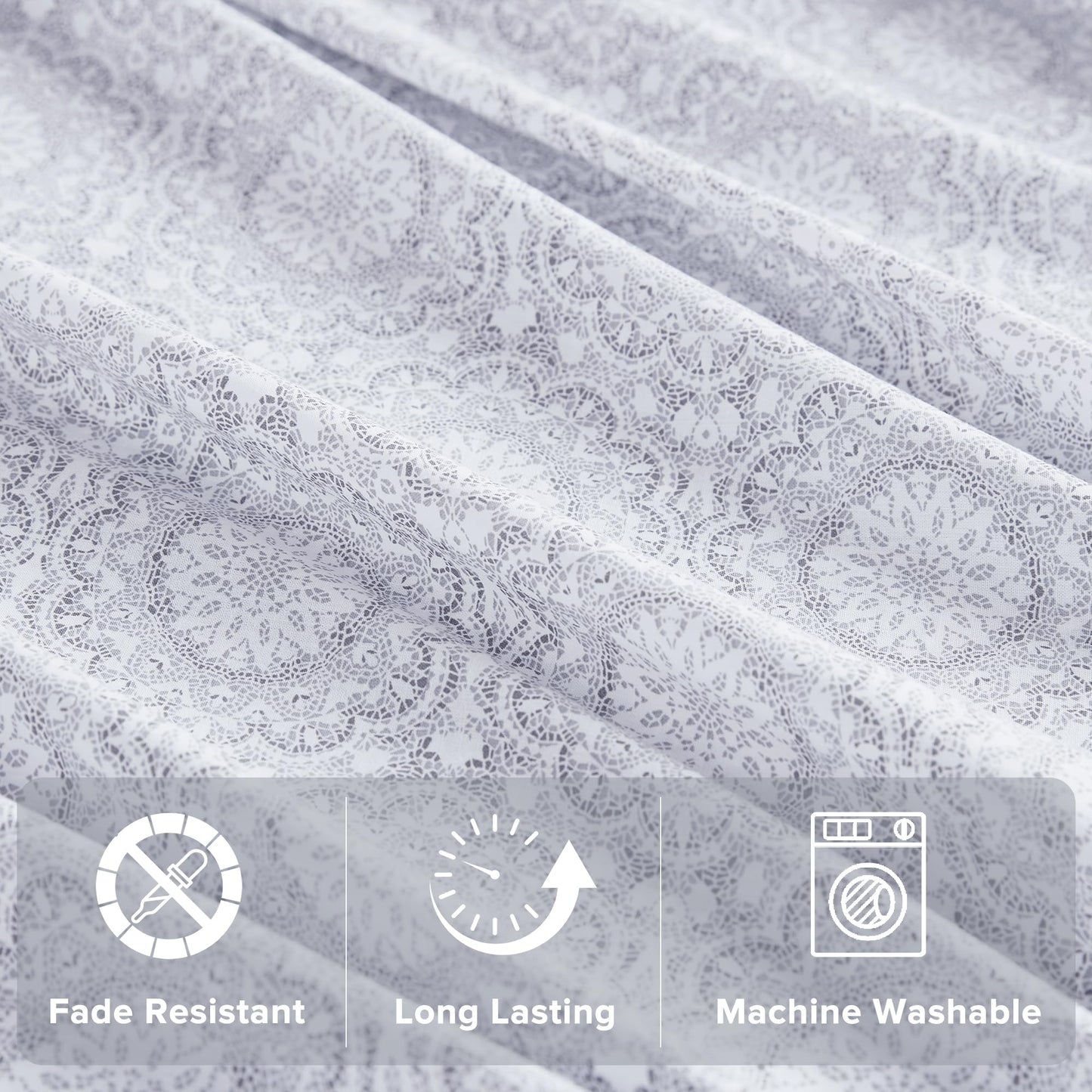 Comfort Spaces 100% Cotton Sheets Queen, Breathable, Naturally Cool Cotton Sheets, Soft Cotton Bed Sheets with 14" Elastic Pocket Fits up to 16" Mattress, All Seasons Sheet Set, Adelia Gray 4 Piece