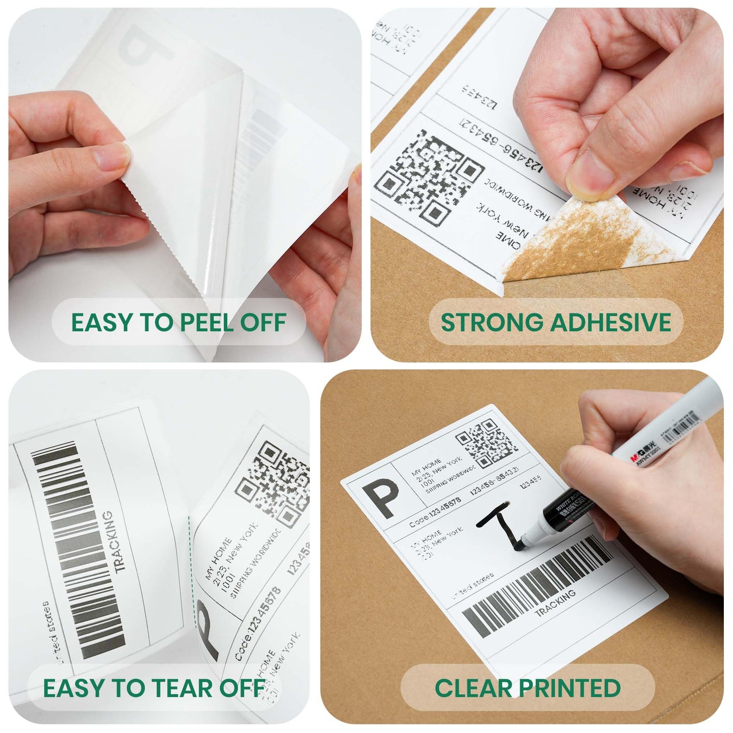 TAPEBEAR 4x6 Direct Thermal Labels Fan-Fold 1000Labels, Top-Coated, Waterproof Oilproof, Scratch Resistant, BPA/BPS-Free, Address White Blank Shipping Labels Clearly Printed for Small Business