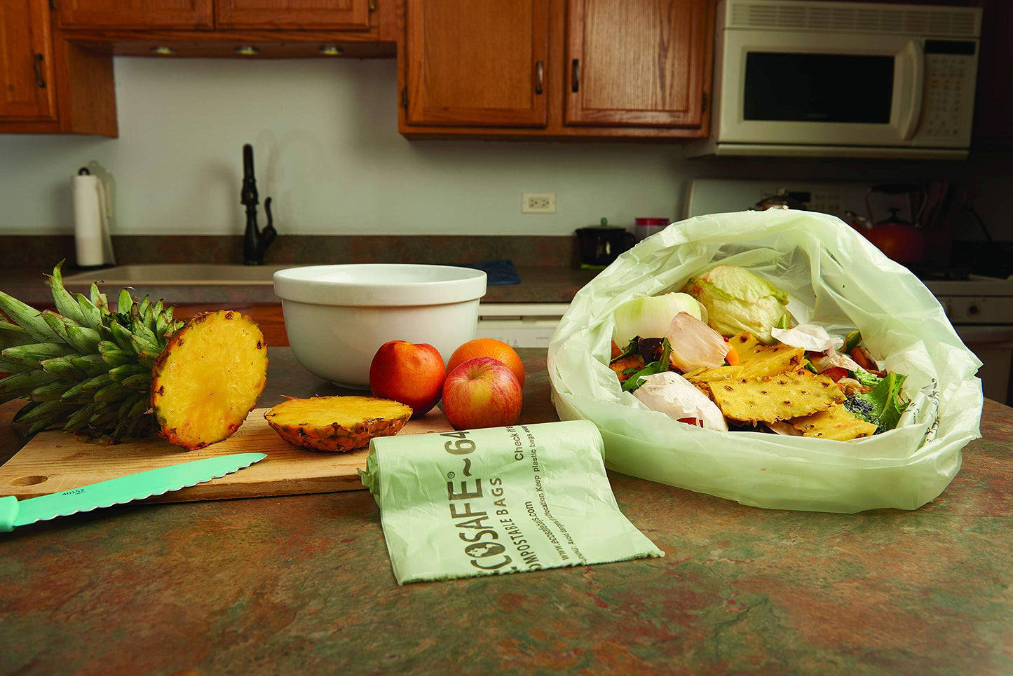 Stout EcoSafe-6400 Compostable Bags,0.85 Milliliters, 33 x 48, Green, 50/Carton (E3348E85)