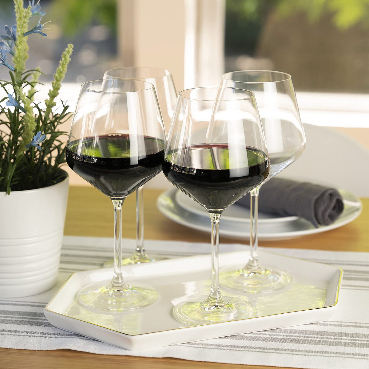 Spiegelau Style Burgundy Wine Glasses, European Made Crystal, Classic Stemmed, Dishwasher Safe, Professional Quality Red Wine Glass Gift Set, 22.6 oz, Set of 4