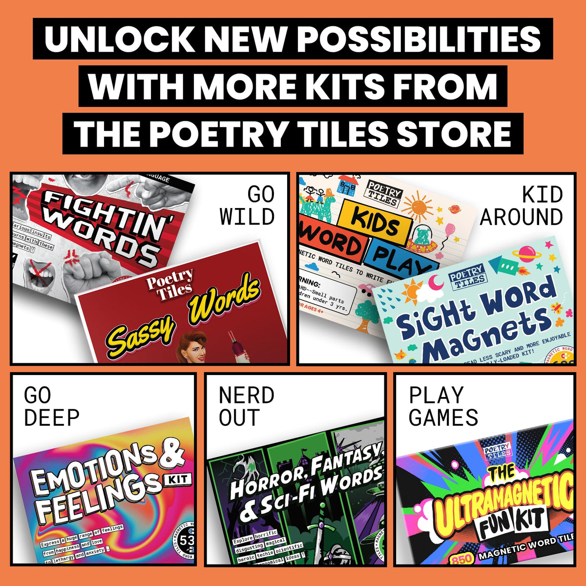 The Essential Kit of Word Magnets - Everything Needed for Fun Fridge Poetry - 797 Magnetic Words Compatible with Most Other Kits - Experience the Fun of Creative Word Play and Self Expression