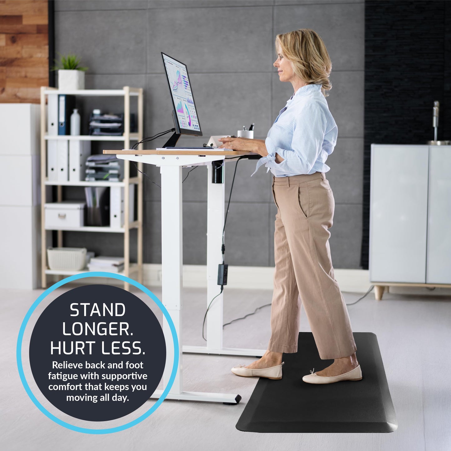 ZBRANDS Anti Fatigue Mat for Standing Desk - Large Standing Desk Mat - 20"x39" - Standing Pad for Stand Up Desk, Office Standing Mat, Ergonomic Standing Mat (Single)