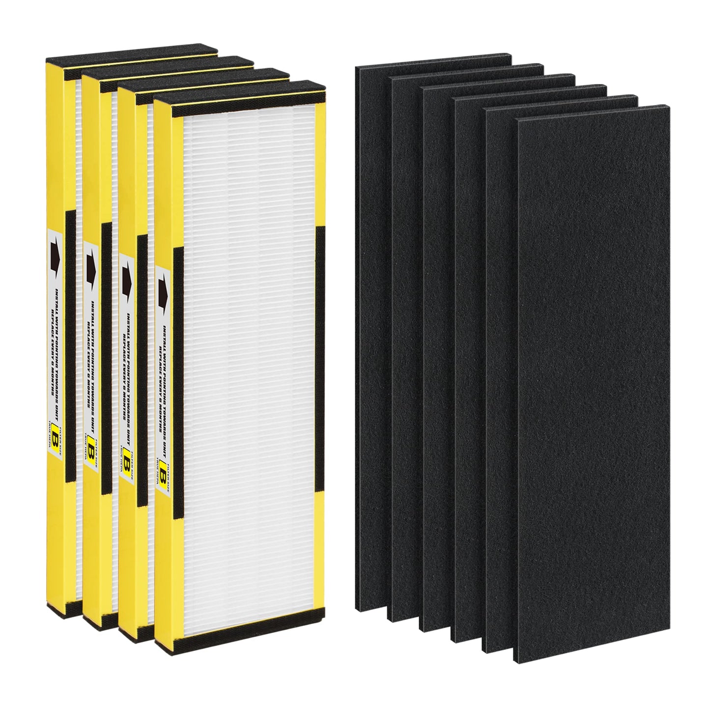 CPGSY FLT4825 HEPA Replacement Filter B Compatible with Purifier models AC4825 AC4300 AC4800 AC4900 AC4850, 4 True HEPA Filters & 6 Extra Activated Carbon Pre-Filters