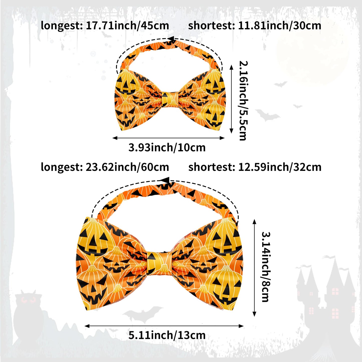 Pai Sence Halloween Dog Bow Ties for Small Dogs 30 PCS Dogs Bowties Bulk with Adjustable Ties Assorted Halloween Bow Ties Party Grooming S