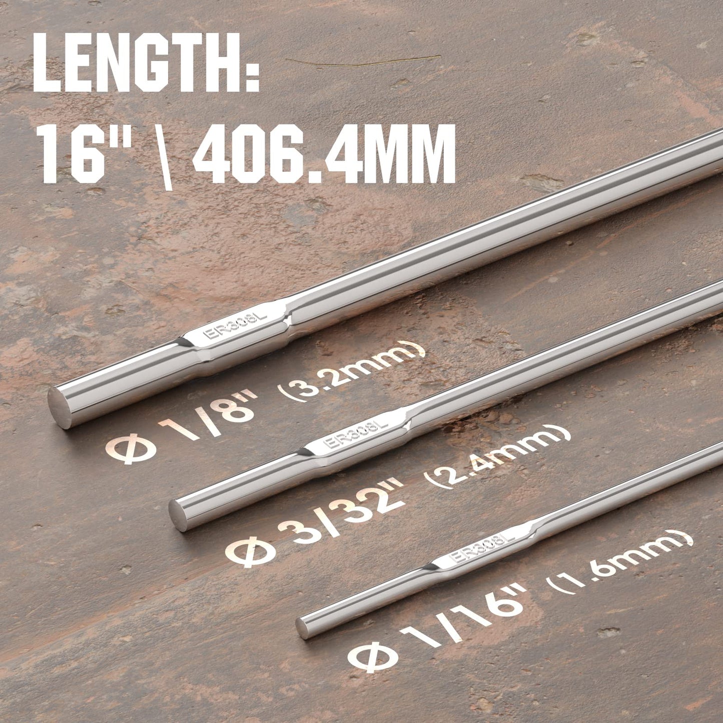 YESWELDER Stainless Steel TIG Welding Rod ER308L 3/32"x16" 5LB