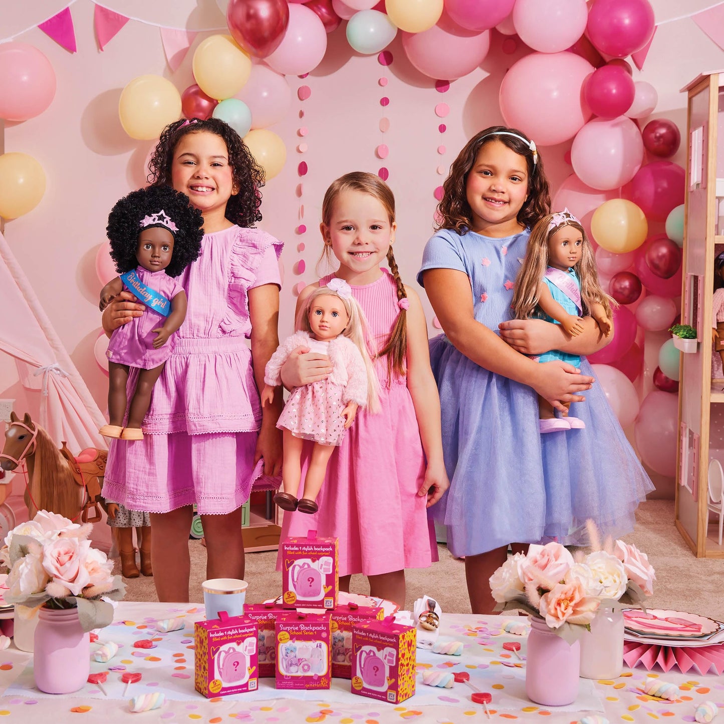 Our Generation – 18-Inch Doll Accessories – Pink Vanity Table & Chair Set – Pretend Make – up & Mirror – Pretend Play 3+ Years – Fabulous Fun Vanity Set