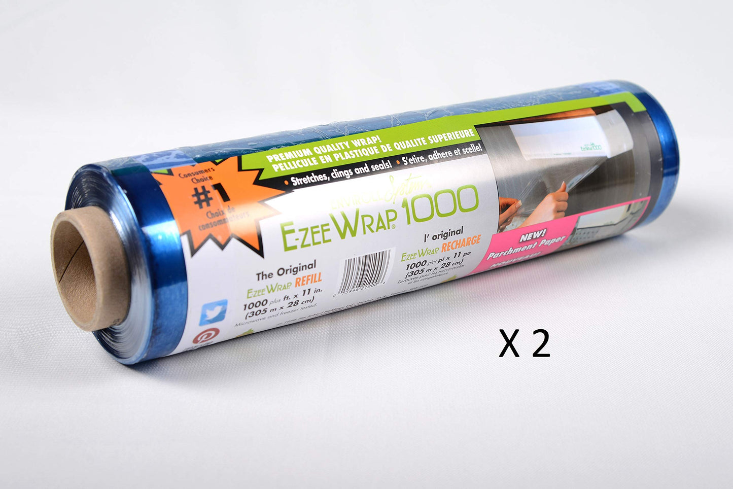 EZEE WRAP 1000 PLASTIC WRAP REFILL 1000-FT X 2 ROLLS of professional commercial grade wrap