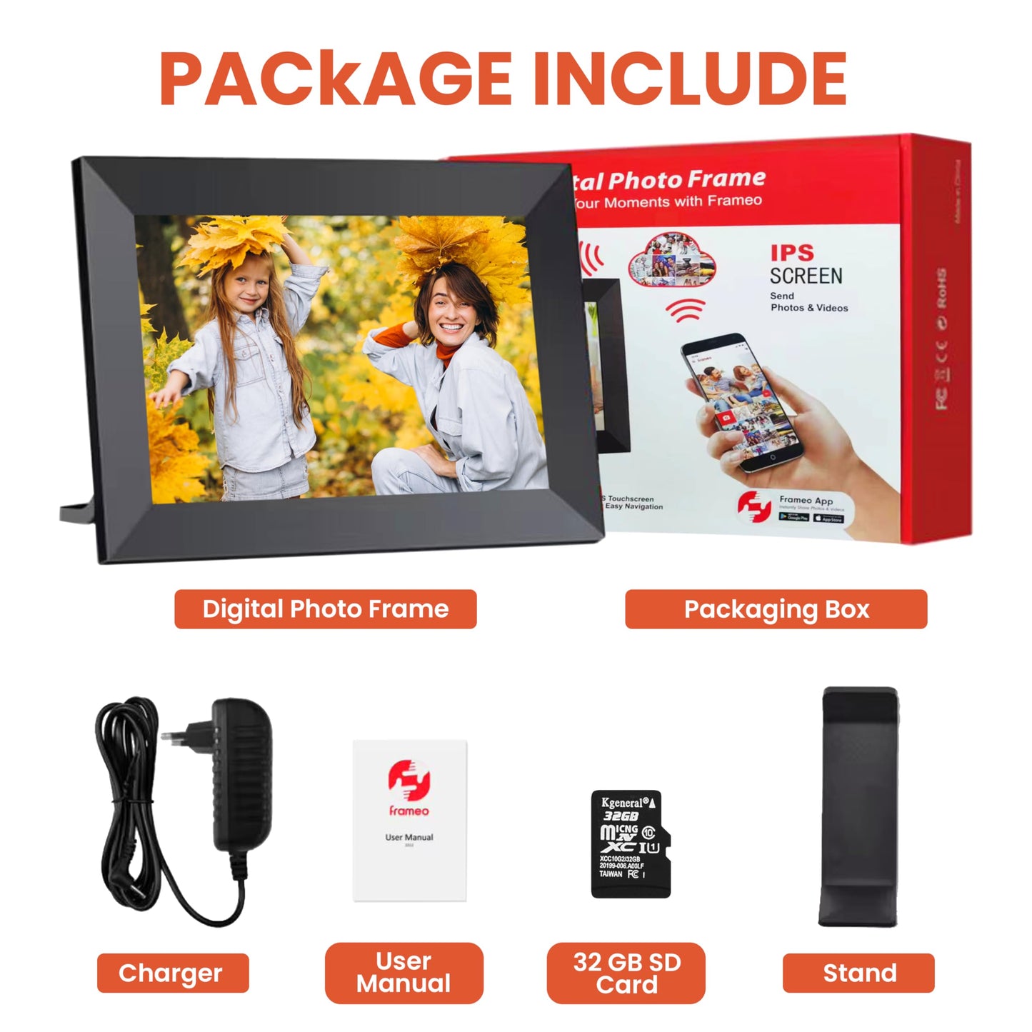 64 GB Frameo 10.1 Inch WiFi Digital Photo Frame | Digital Picture Frame with Large Storage (32GB Built-in+32GB SD Card)1280x800 HD IPS HD Touch Screen,Frameo Digital Frame Multi-Users & Auto Rotation