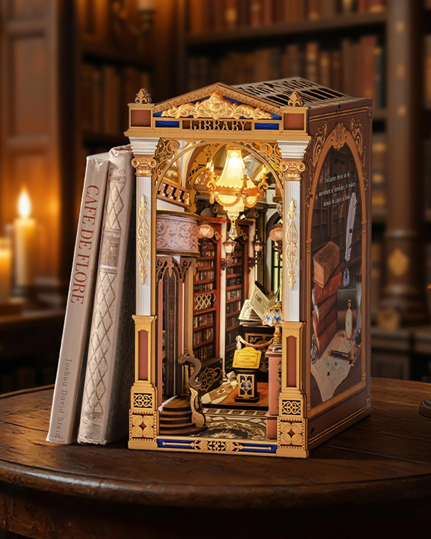 Rolife Book Nook Kits Library of Wonders 3D Puzzle, 10.4" Decorative Bookends Baroque-Style Booknook Bookshelf Insert Decor, Unique Gift for Adult Crafters Book Lovers