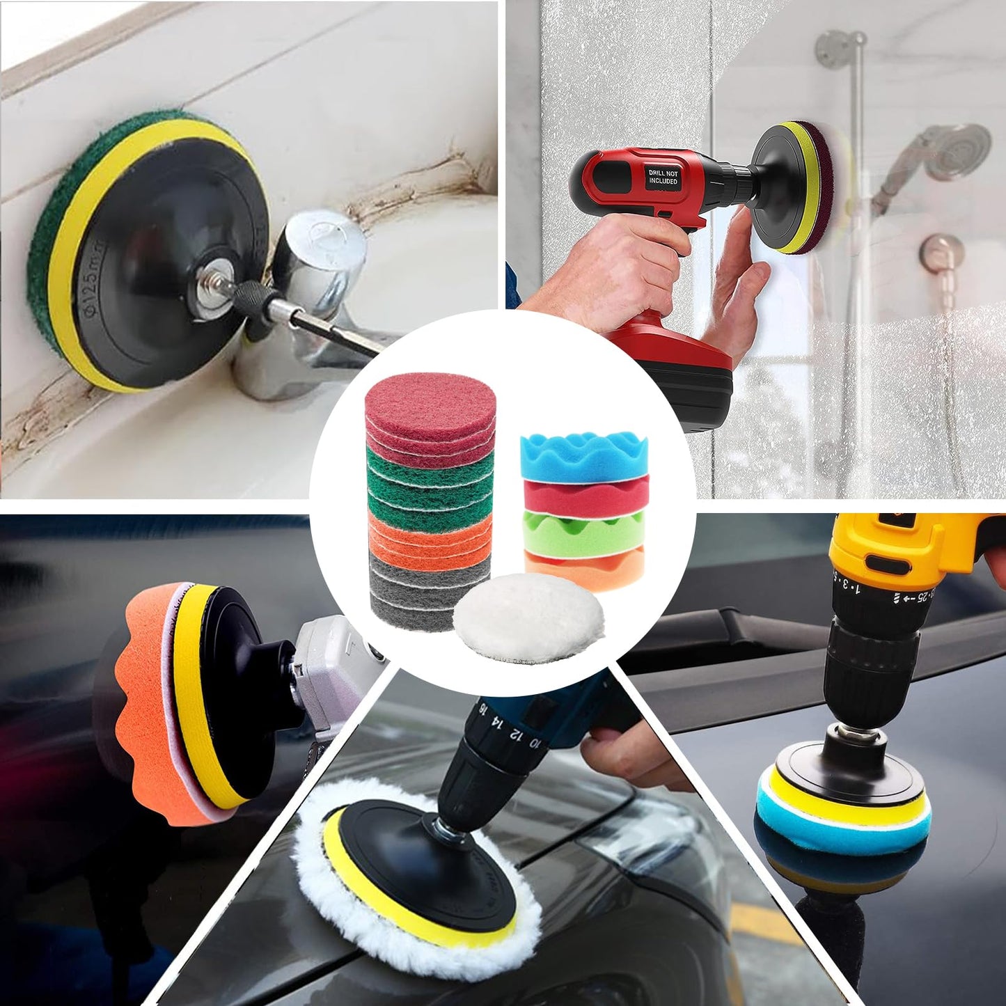 TOWBRUS 32 Pack Drill Brush Attachments for Cleaning, Crevice Cleaning Brush for Home, Bathroom, Car, Kitchen, Tight Corners, Stubborn Stains, Efficient Grime Removal, Ideal for Hard-to-Reach Areas