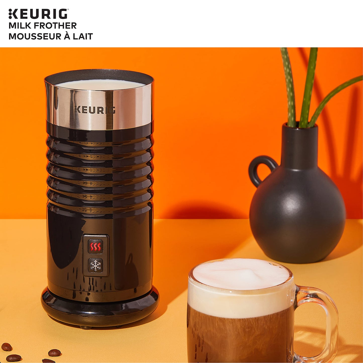 Keurig Milk Frother For Lattes And Cappuccinos, Features Hot And Cold Function, Black