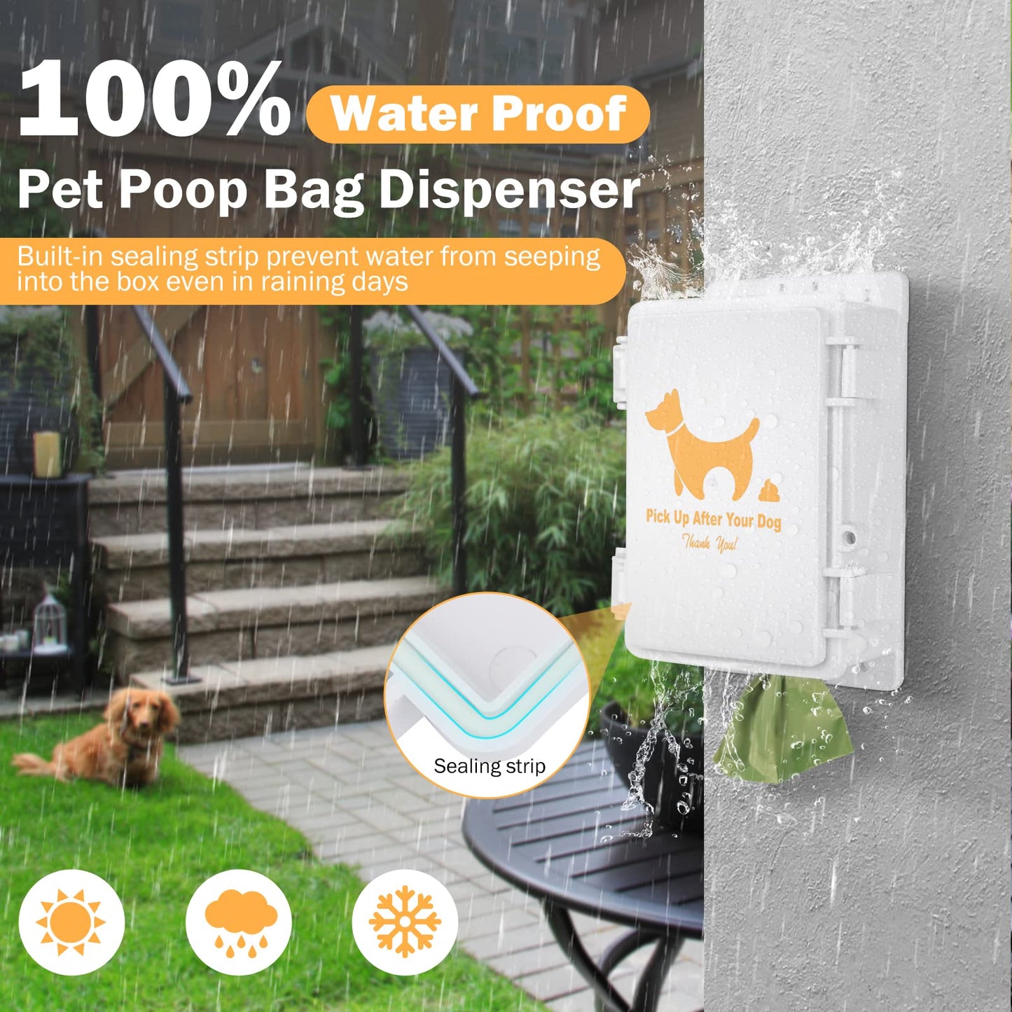 CHZUOBER Dog Poop Bag Holder, Wall Mount Dog Poop Bag Dispenser 100% Water Proof Outdoor Waste Bag Dispenser Dog Lover Gift Yard Sign Suit for Home Porch Lawn Yard (Dispenser Only)
