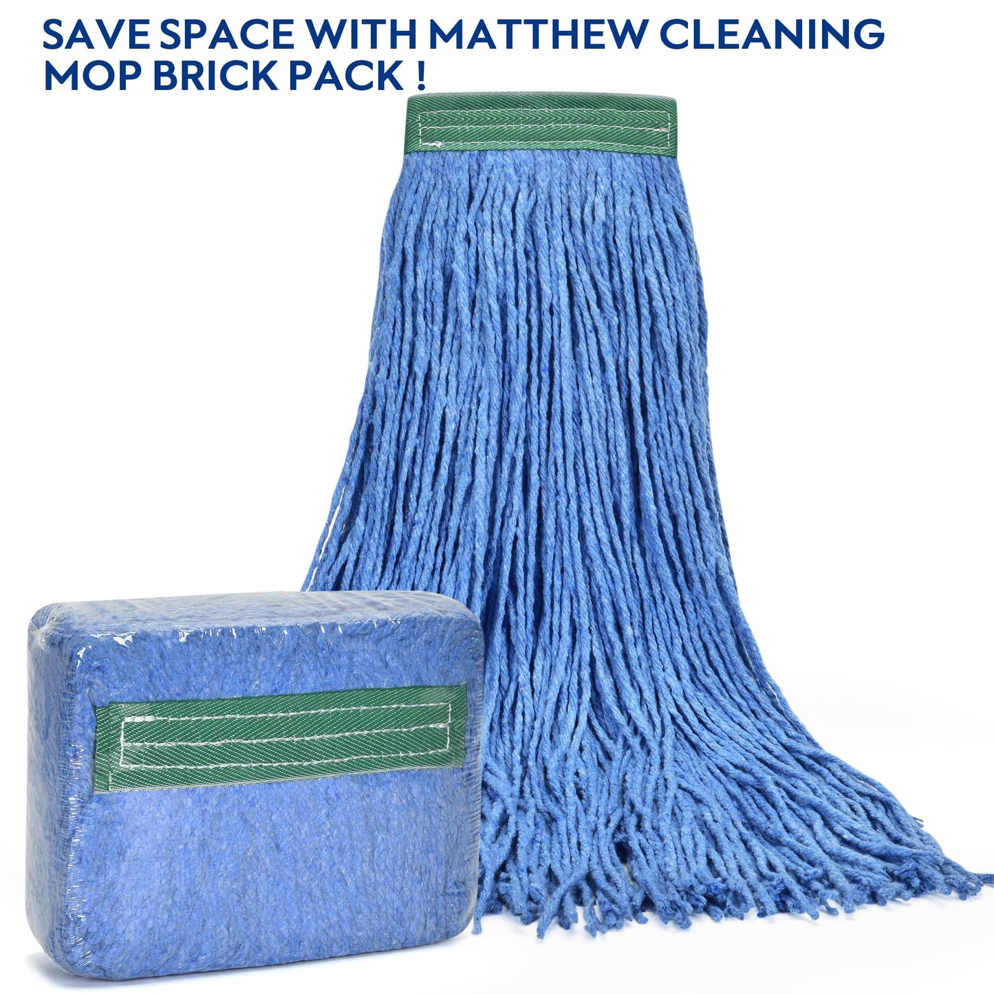 Matthew Cleaning 24oz 3Pack Cotton Floor Mop,Cotton Looped-Open String Heavy Duty String Refills, Universal Headband Blend ,Mop Head Replacement for Home, Industrial and Commercial Use(Blue)